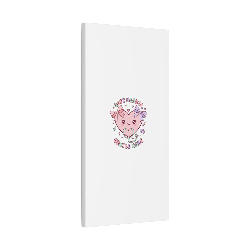 Soft Hearts Gentle Care Canvas, Cute Nurse Graphic | Pastel Coquette Medical Art 36" x 36" 1.25"