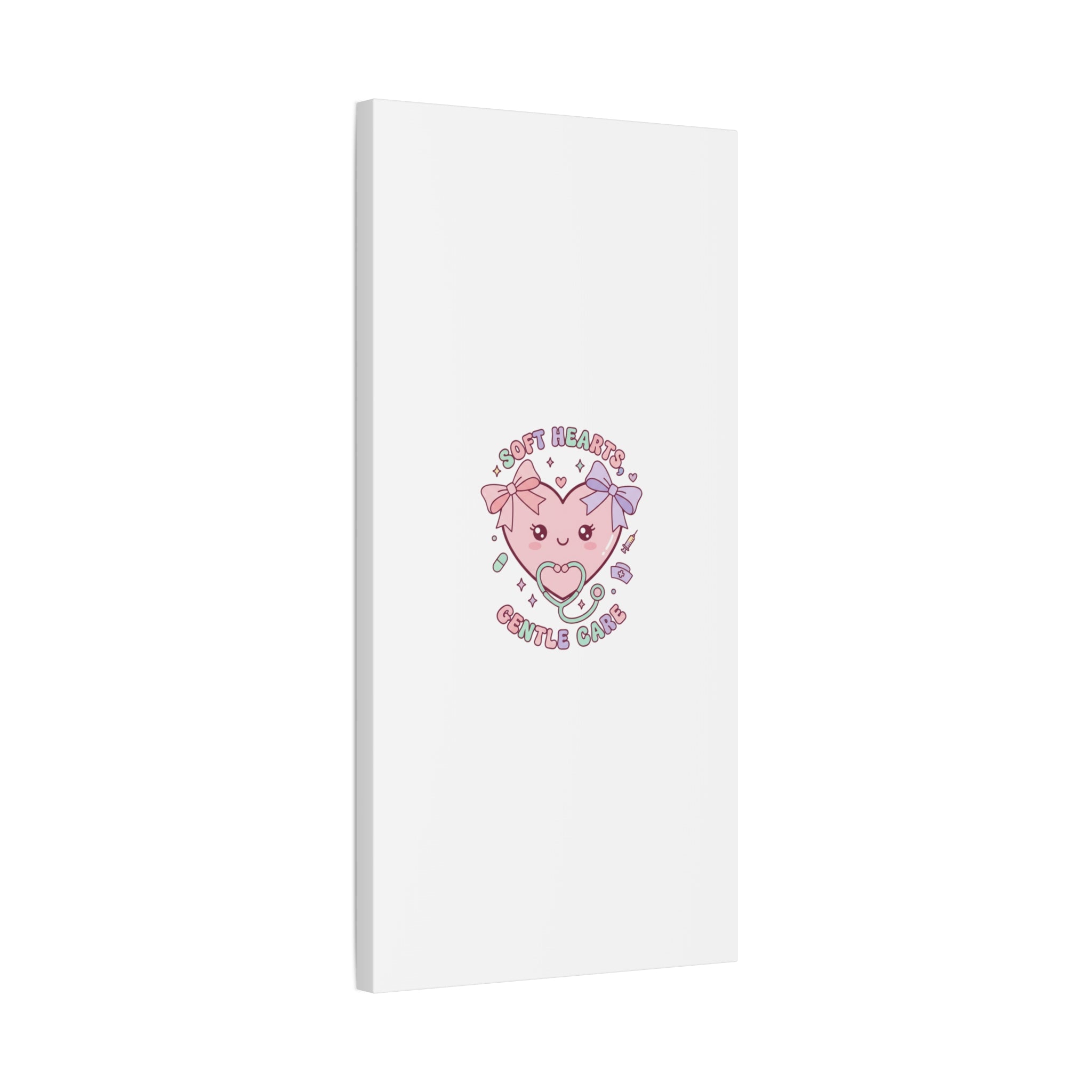 Soft Hearts Gentle Care Canvas, Cute Nurse Graphic | Pastel Coquette Medical Art 36" x 36" 1.25"