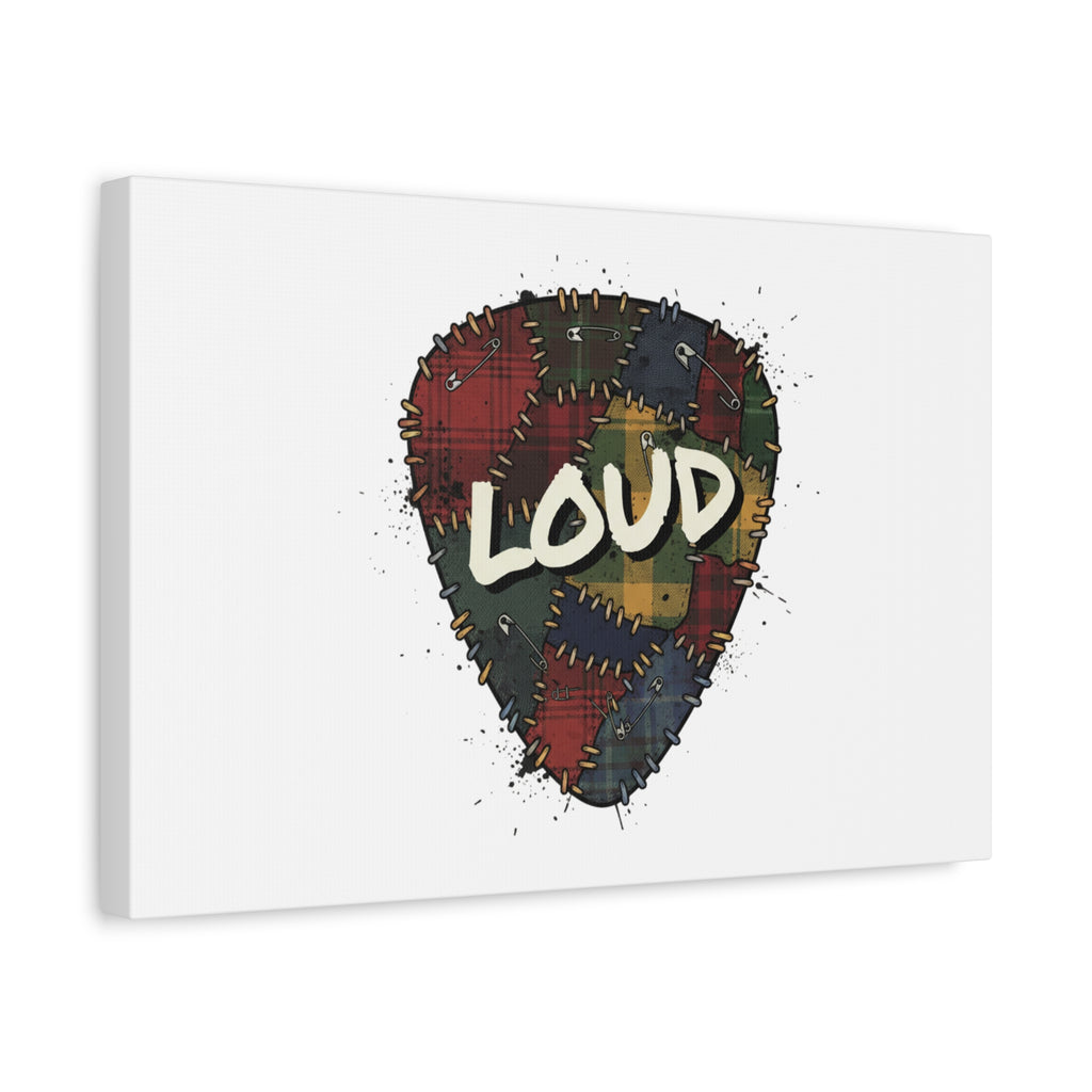 Plaid Patchwork Guitar Pick Canvas, Grunge Revival, 90s Rock Plaid Aesthetic 36" x 36" 1.25"