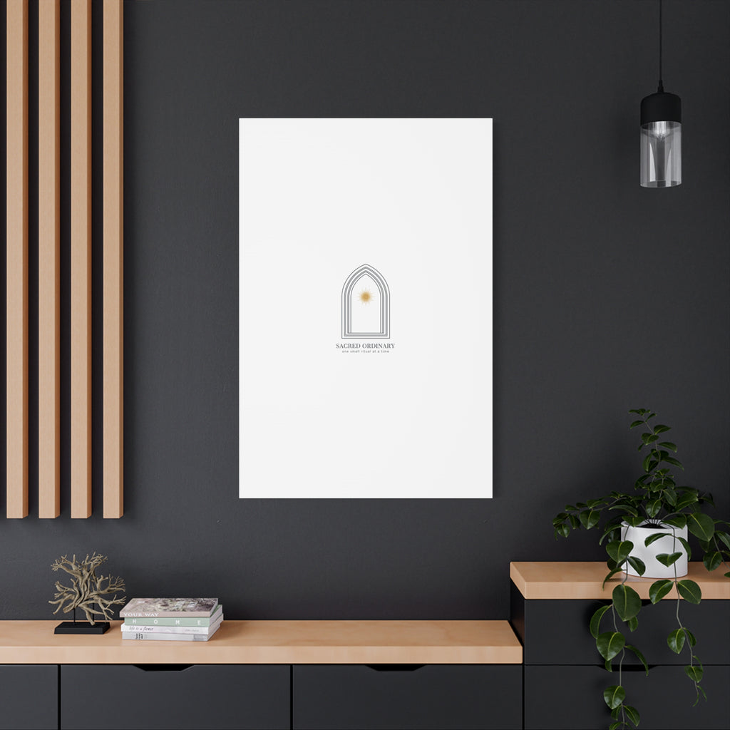 Sacred Ordinary Gothic Arch Canvas | Minimal Scripture Art, Quiet Luxury