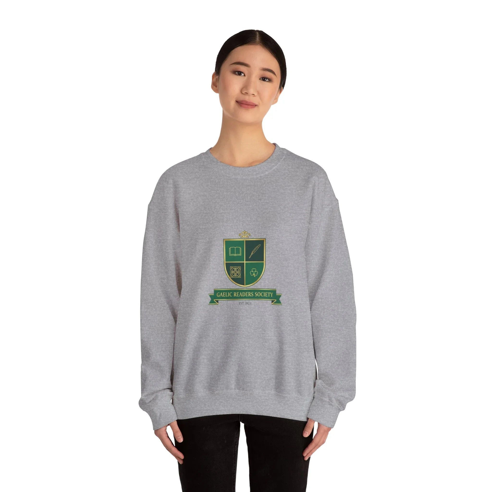 Celtic Crest Gaelic Library Sweatshirt | Irish Heritage Logo, Celtic Knot Navy
