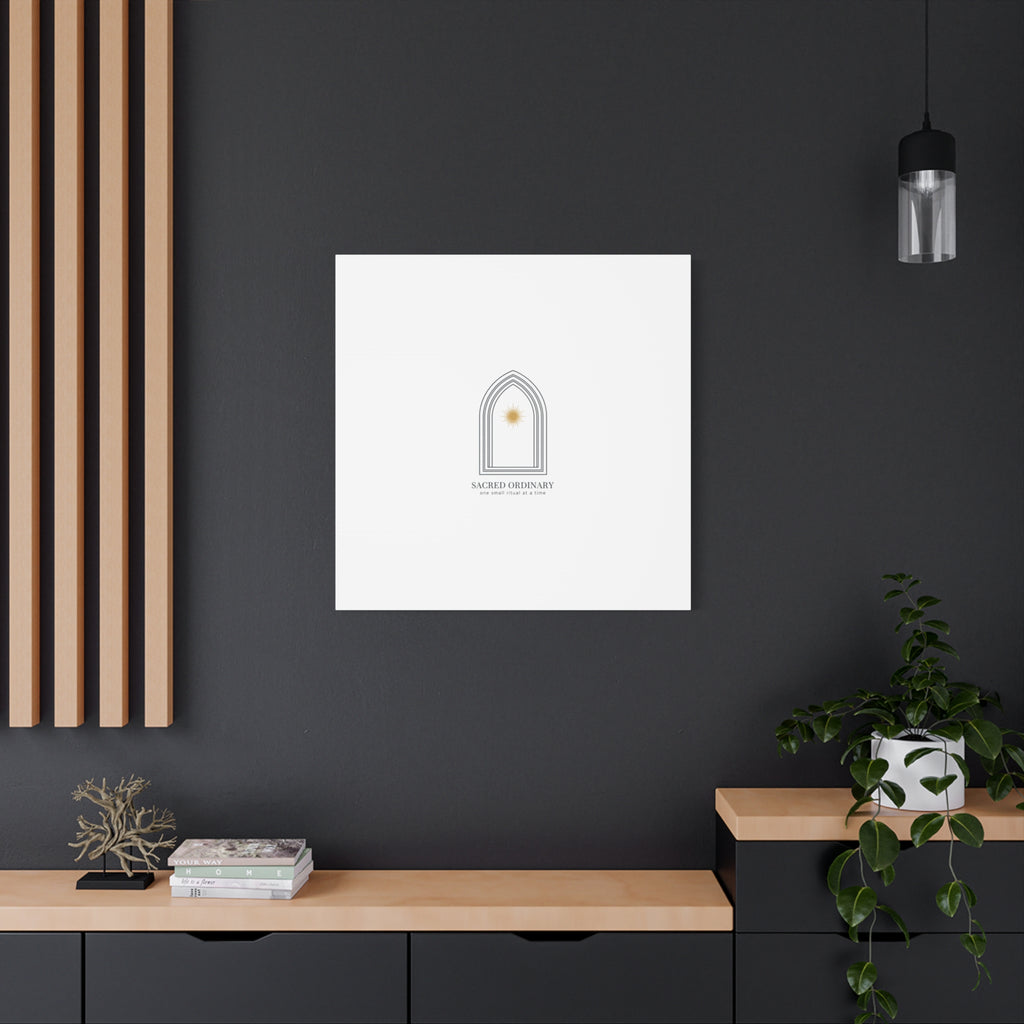 Sacred Ordinary Gothic Arch Canvas | Minimal Scripture Art, Quiet Luxury