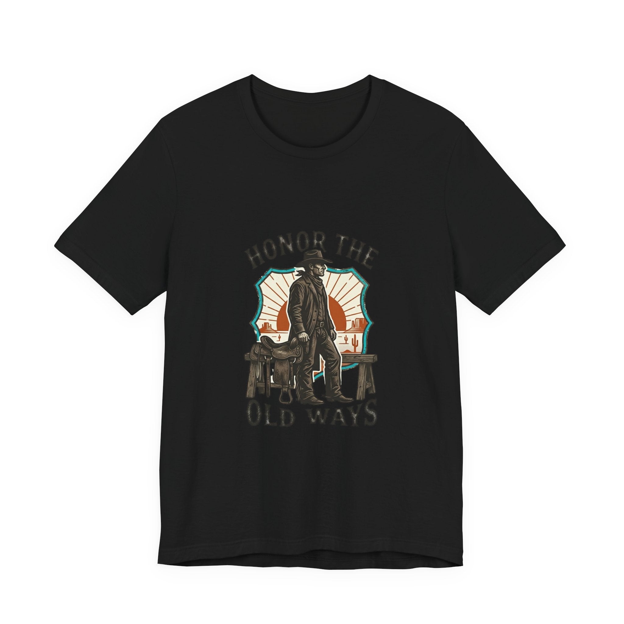 Honor the Old Ways T-Shirt | Western Americana Vintage Cowboy Frontier Black
