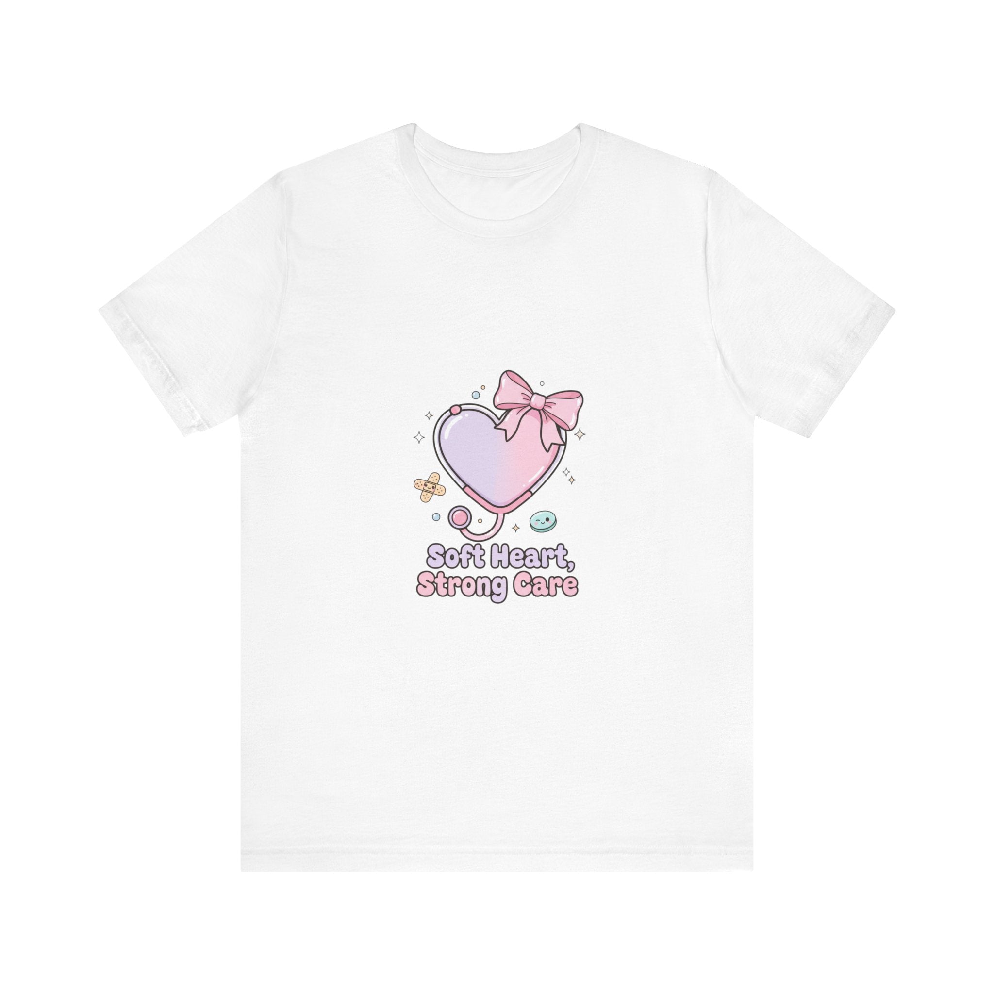 Soft Heart Strong Care T-Shirt | cute nurse graphic, pastel coquette medical shirt Navy