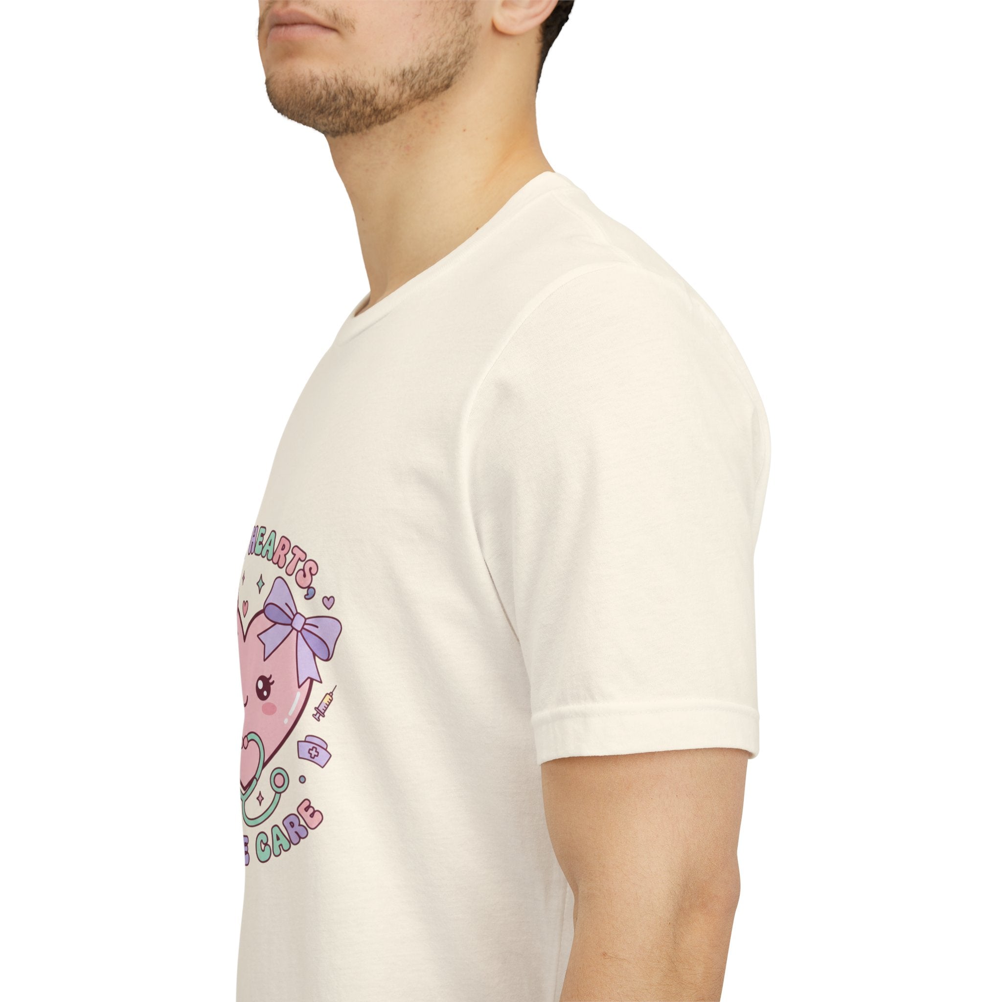 Kawaii Nurse Heart Tee | pastel healthcare design, coquette medical shirt Navy