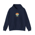 Retro 70s Sunset Surf Hoodie | vintage palm golden hour postcard design