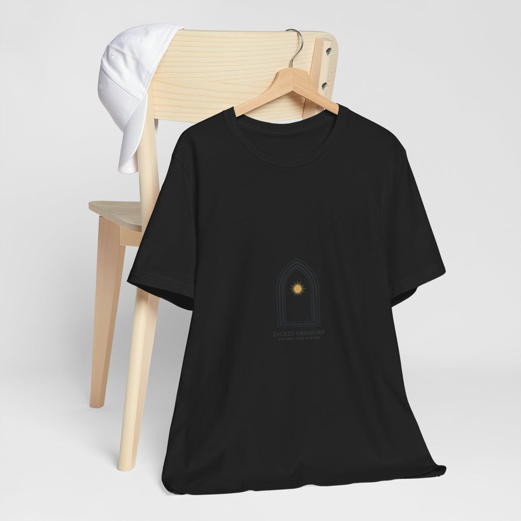 Gothic Arch Minimal Tee | Monastic Minimalism, serene typography Navy