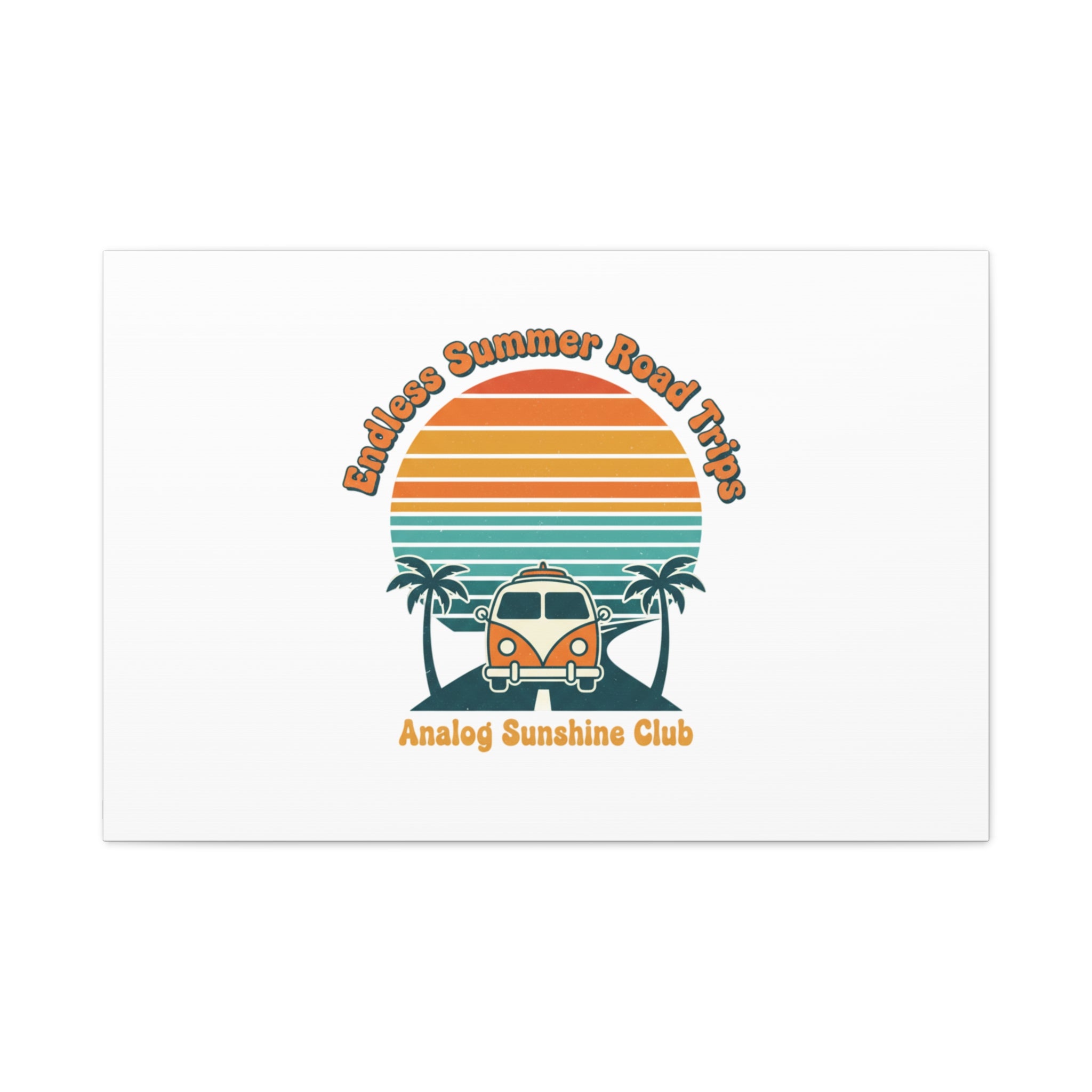 Endless Summer Road Trips Canvas | 1970s Sunset, Retro Surf Palm Art 36″ x 24″ (Horizontal) 1.25"