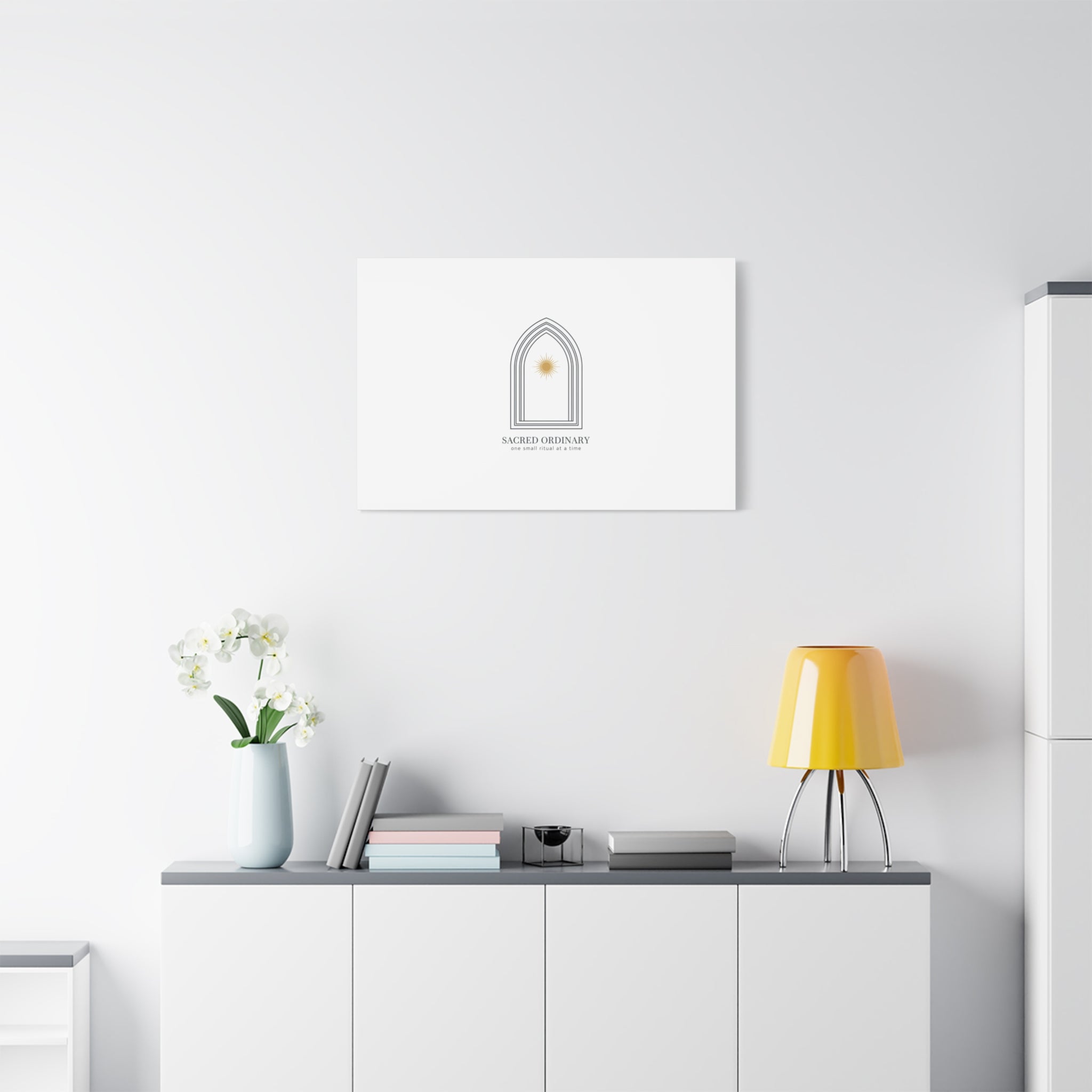 Sacred Ordinary Gothic Arch Canvas | Minimal Scripture Art, Quiet Luxury