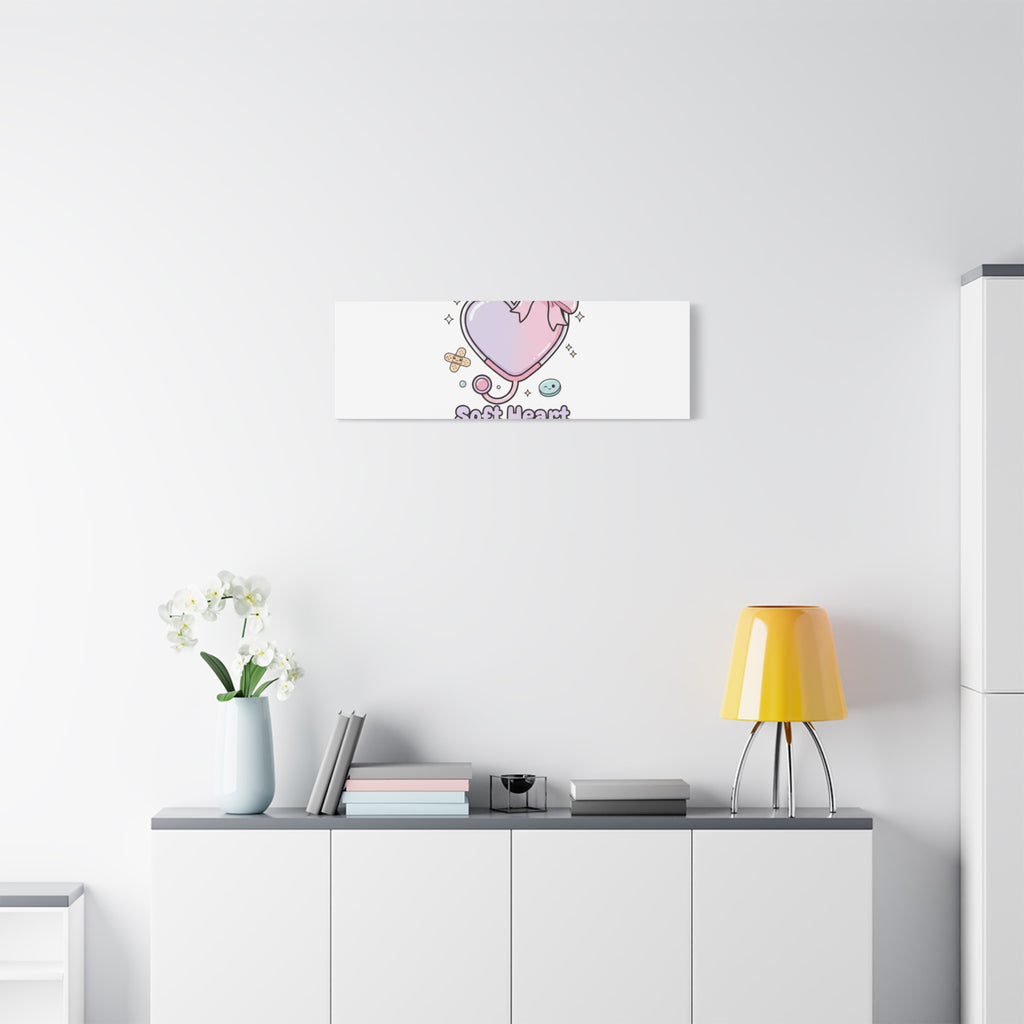 Soft Heart Strong Care Canvas, Pastel Cute Nurse Medical Art | Coquette Healthcare 36" x 36" 1.25"
