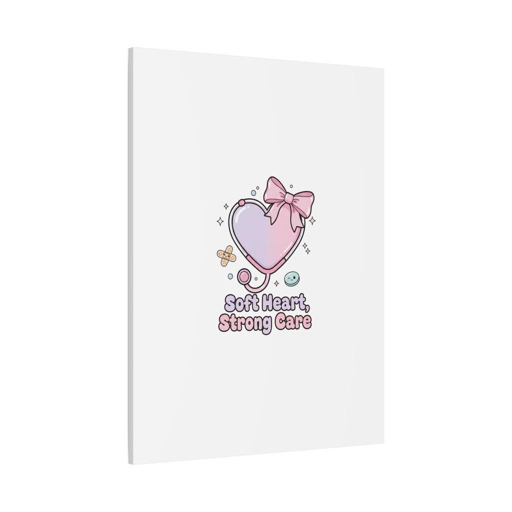 Soft Heart Strong Care Canvas, Pastel Cute Nurse Medical Art | Coquette Healthcare 36" x 36" 1.25"