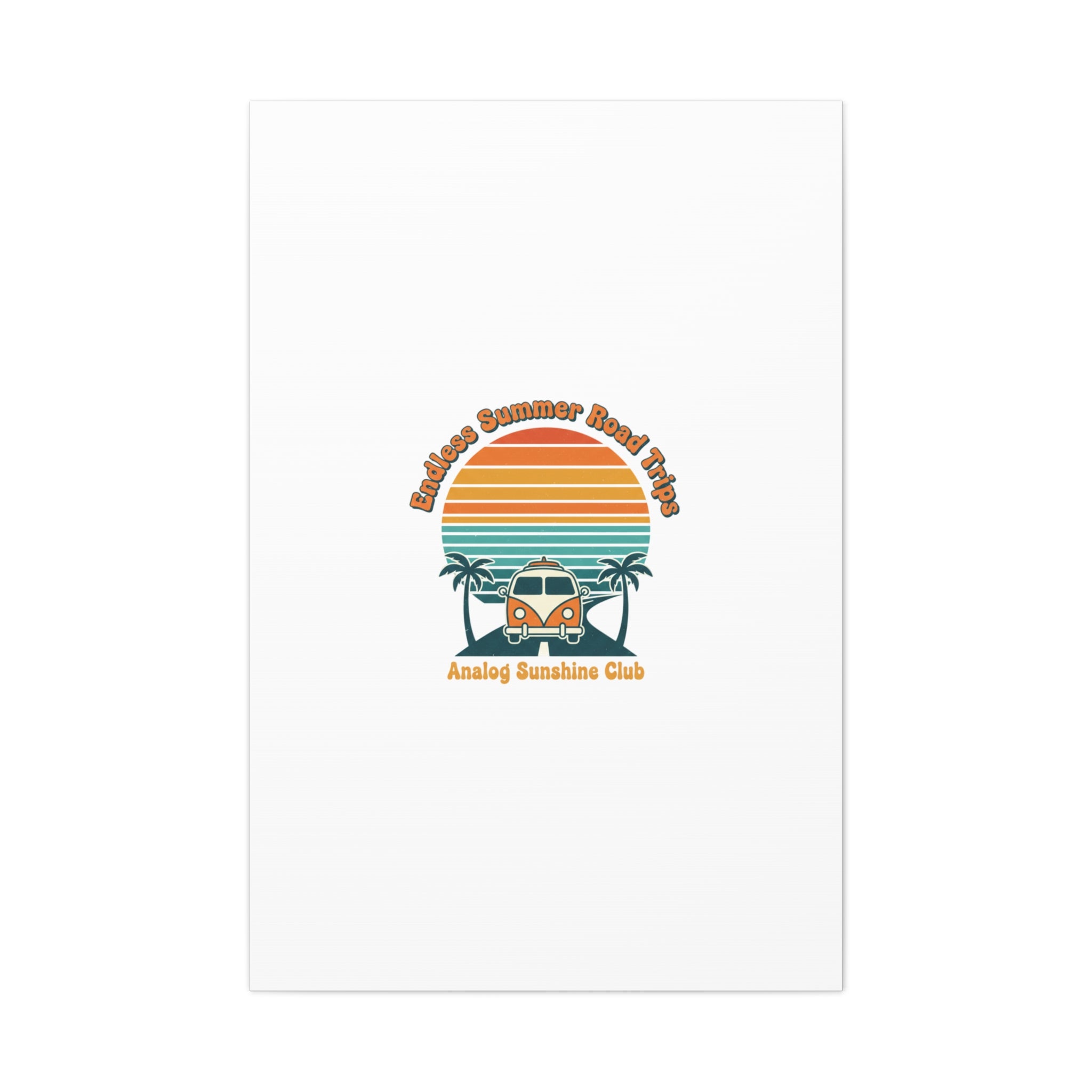 Endless Summer Road Trips Canvas | 1970s Sunset, Retro Surf Palm Art 32″ x 48″ (Vertical) 1.25"