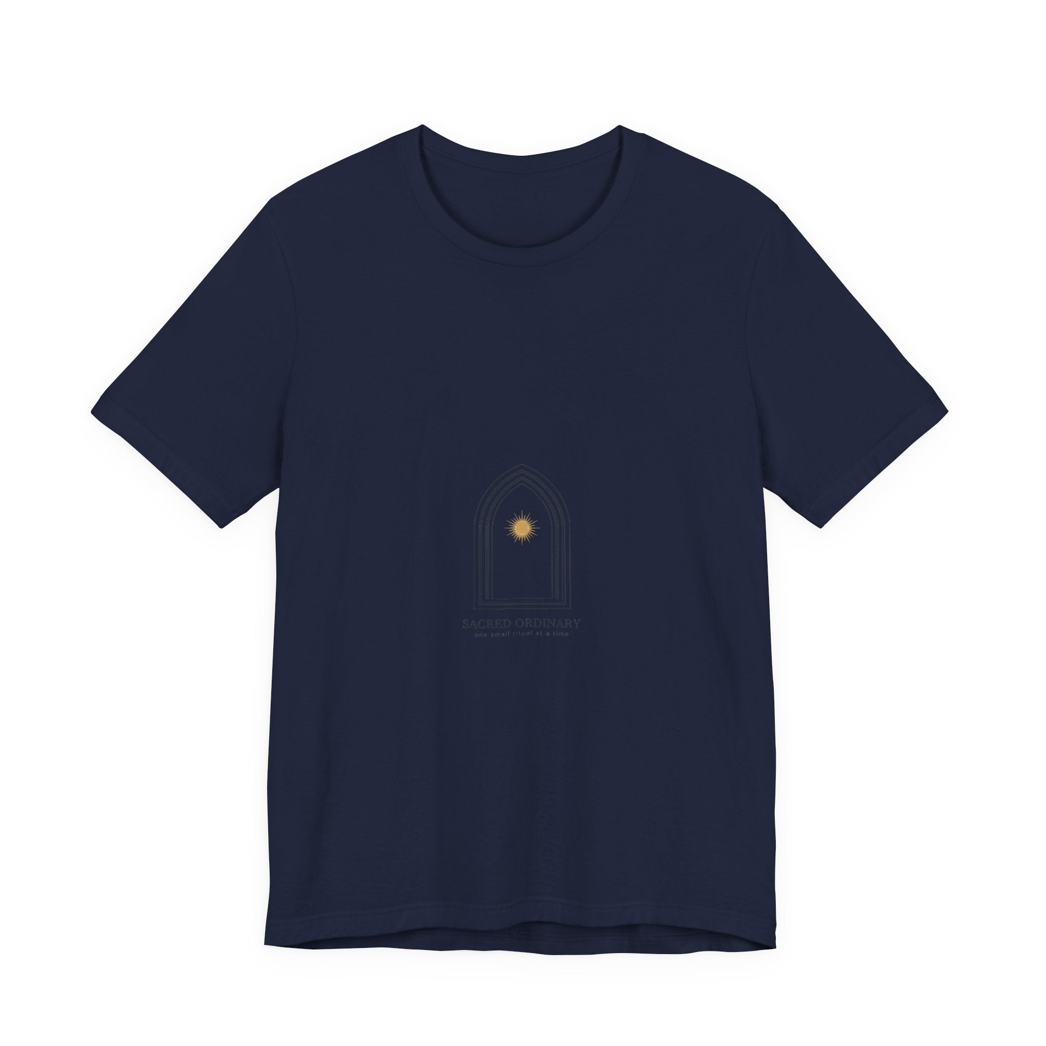 Gothic Arch Minimal Tee | Monastic Minimalism, serene typography Navy