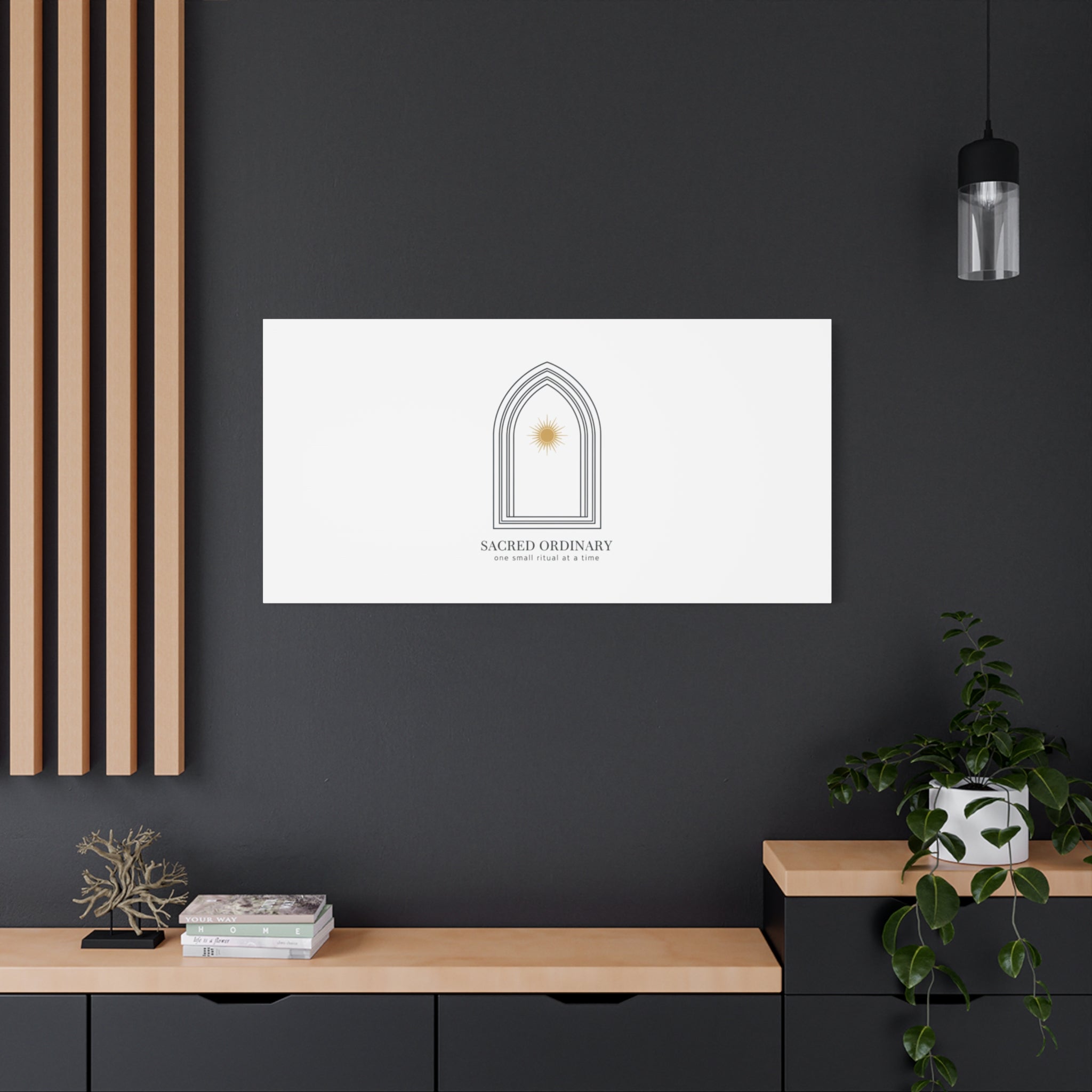 Sacred Ordinary Gothic Arch Canvas | Minimal Scripture Art, Quiet Luxury 36" x 36" 1.25"