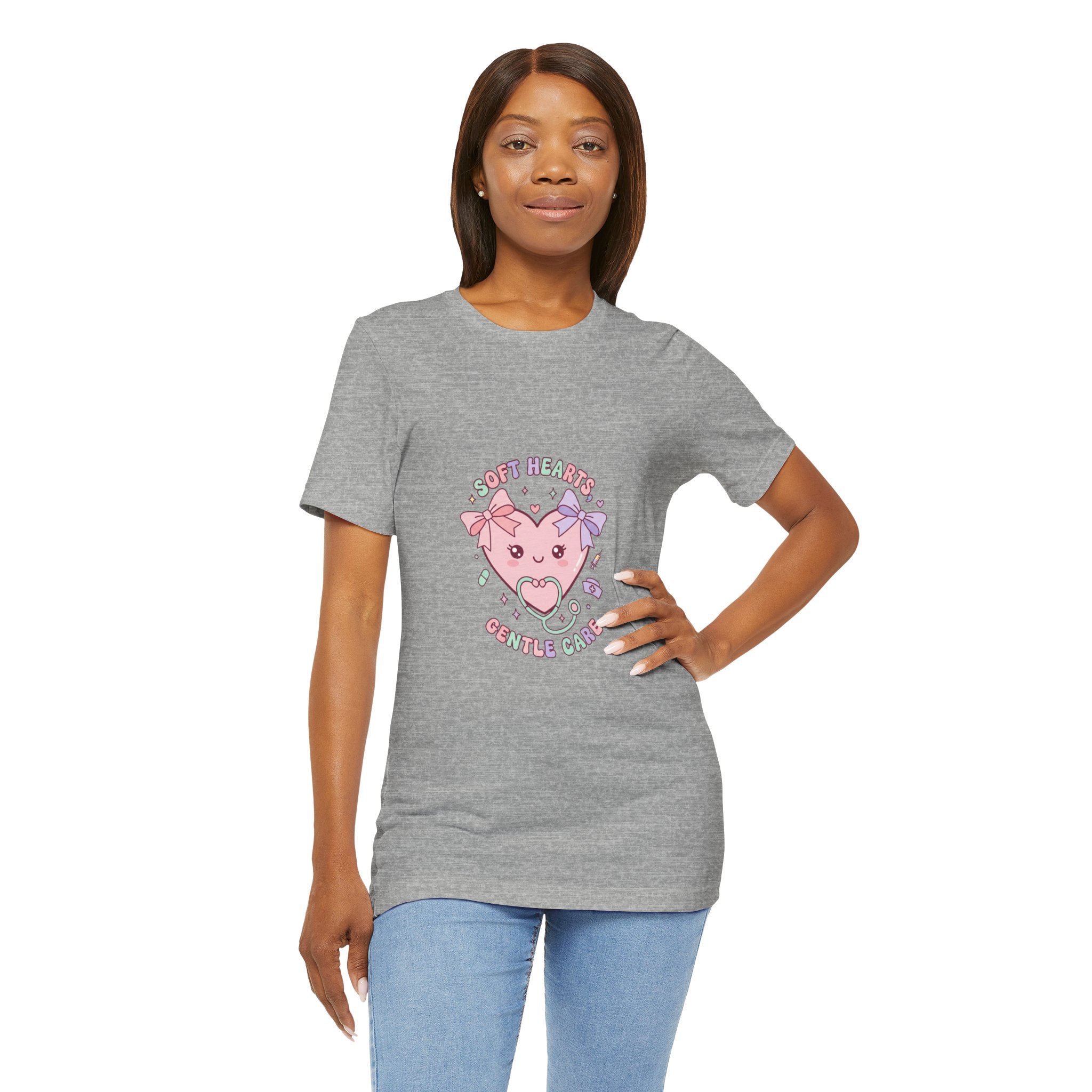 Kawaii Nurse Heart Tee | pastel healthcare design, coquette medical shirt Navy