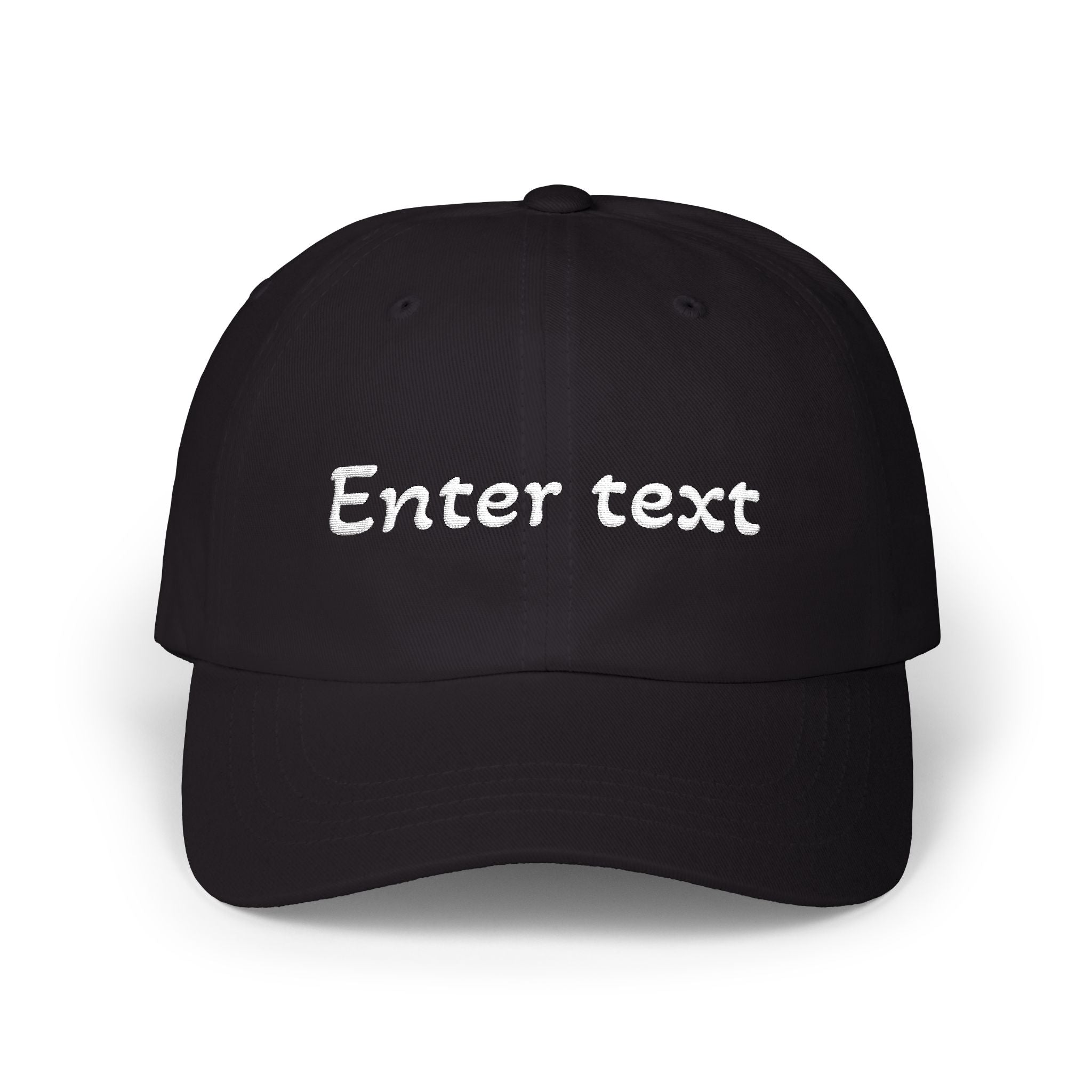 Custom Script Text Dad Cap | Personalized Embroidered Baseball Hat Black One size