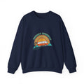 Sunset Highway Retro Surf Graphic Sweatshirt | 1970s Analog Sunshine, Vintage Palm Navy