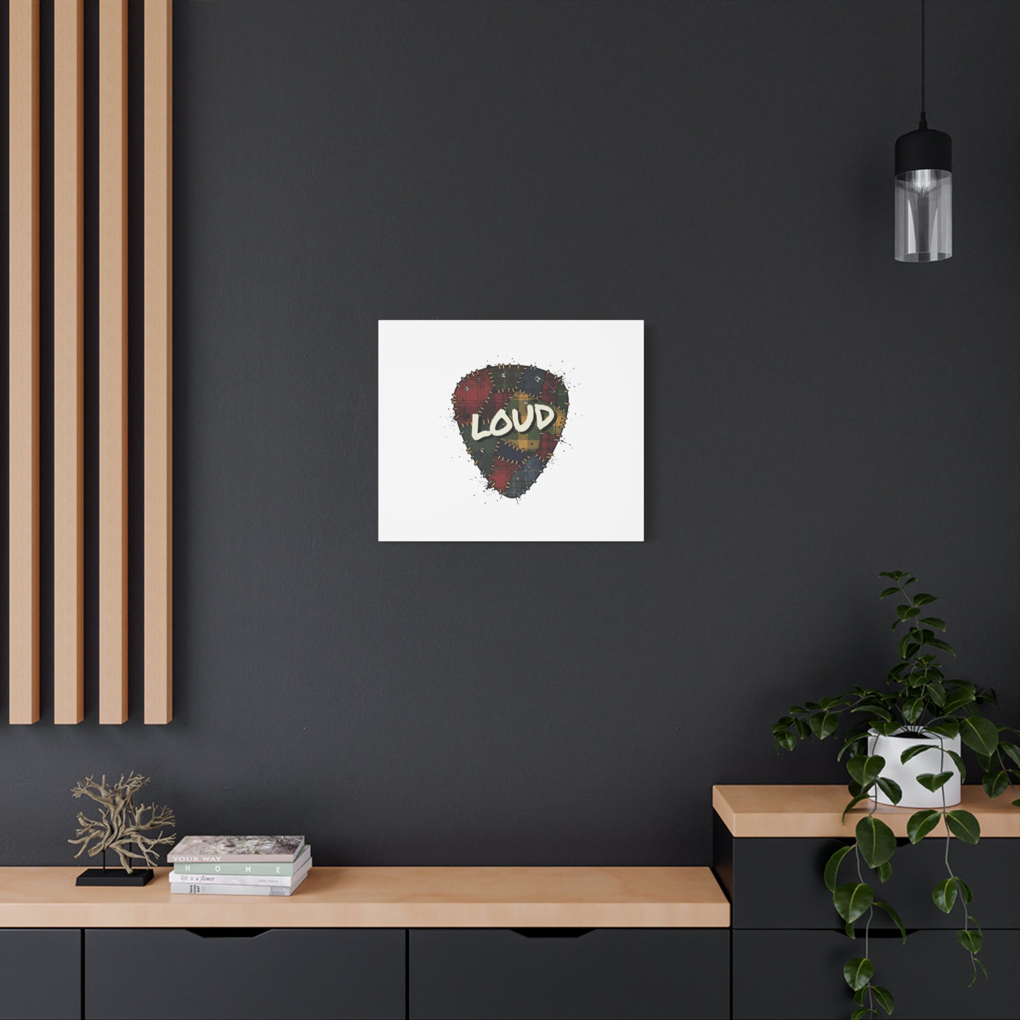 Plaid Patchwork Guitar Pick Canvas, Grunge Revival, 90s Rock Plaid Aesthetic 36" x 36" 1.25"