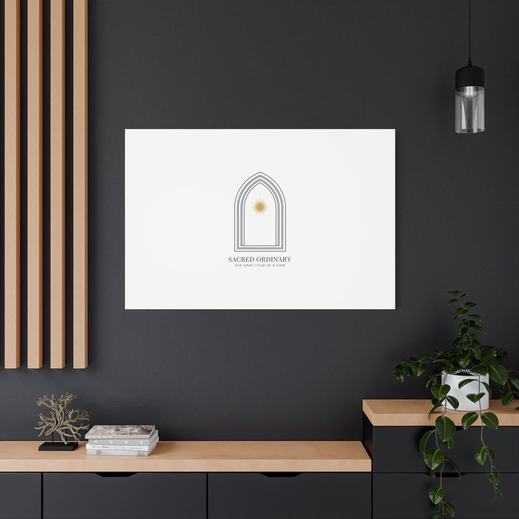 Sacred Ordinary Gothic Arch Canvas | Minimal Scripture Art, Quiet Luxury 36" x 36" 1.25"