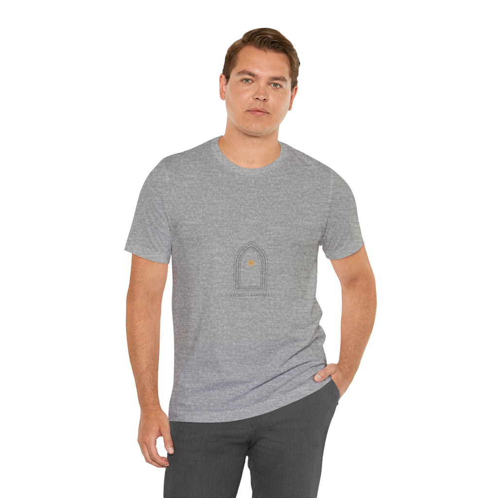 Gothic Arch Minimal Tee | Monastic Minimalism, serene typography Navy