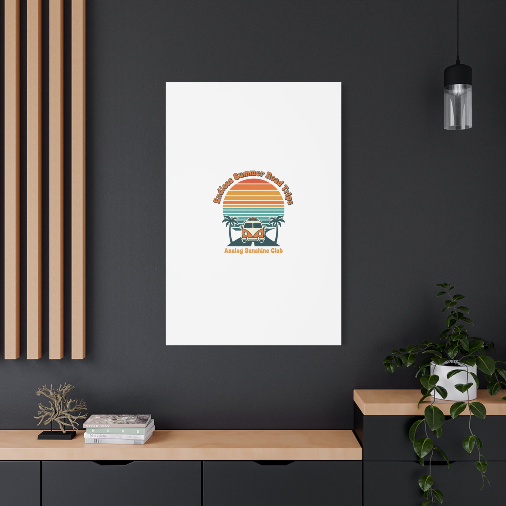 Endless Summer Road Trips Canvas | 1970s Sunset, Retro Surf Palm Art 36" x 36" 1.25"