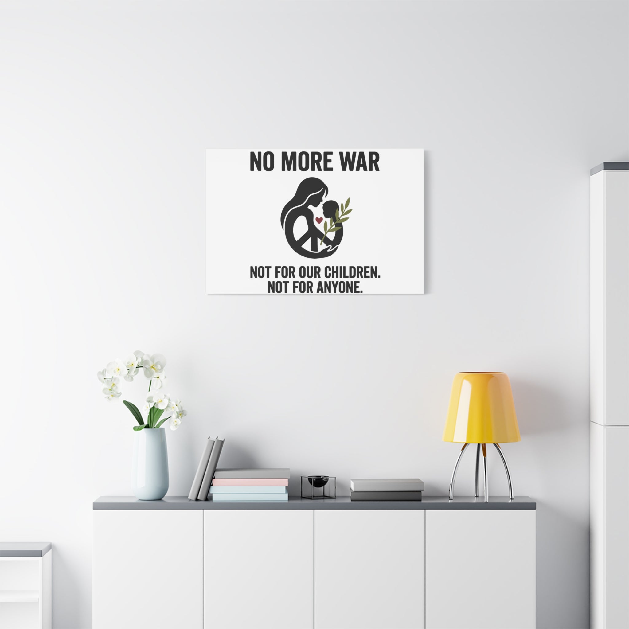 No More War Canvas, Anti-War Peace Protest Wall Art | Solidarity Ceasefire. 36" x 36" 1.25"
