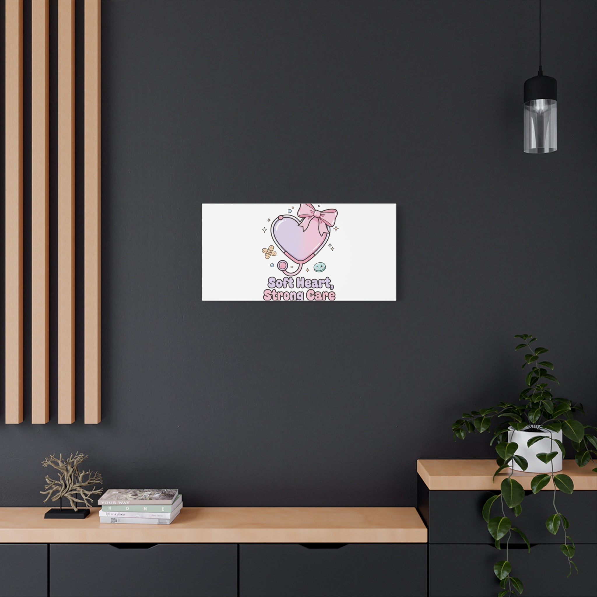 Soft Heart Strong Care Canvas, Pastel Cute Nurse Medical Art | Coquette Healthcare 36" x 36" 1.25"