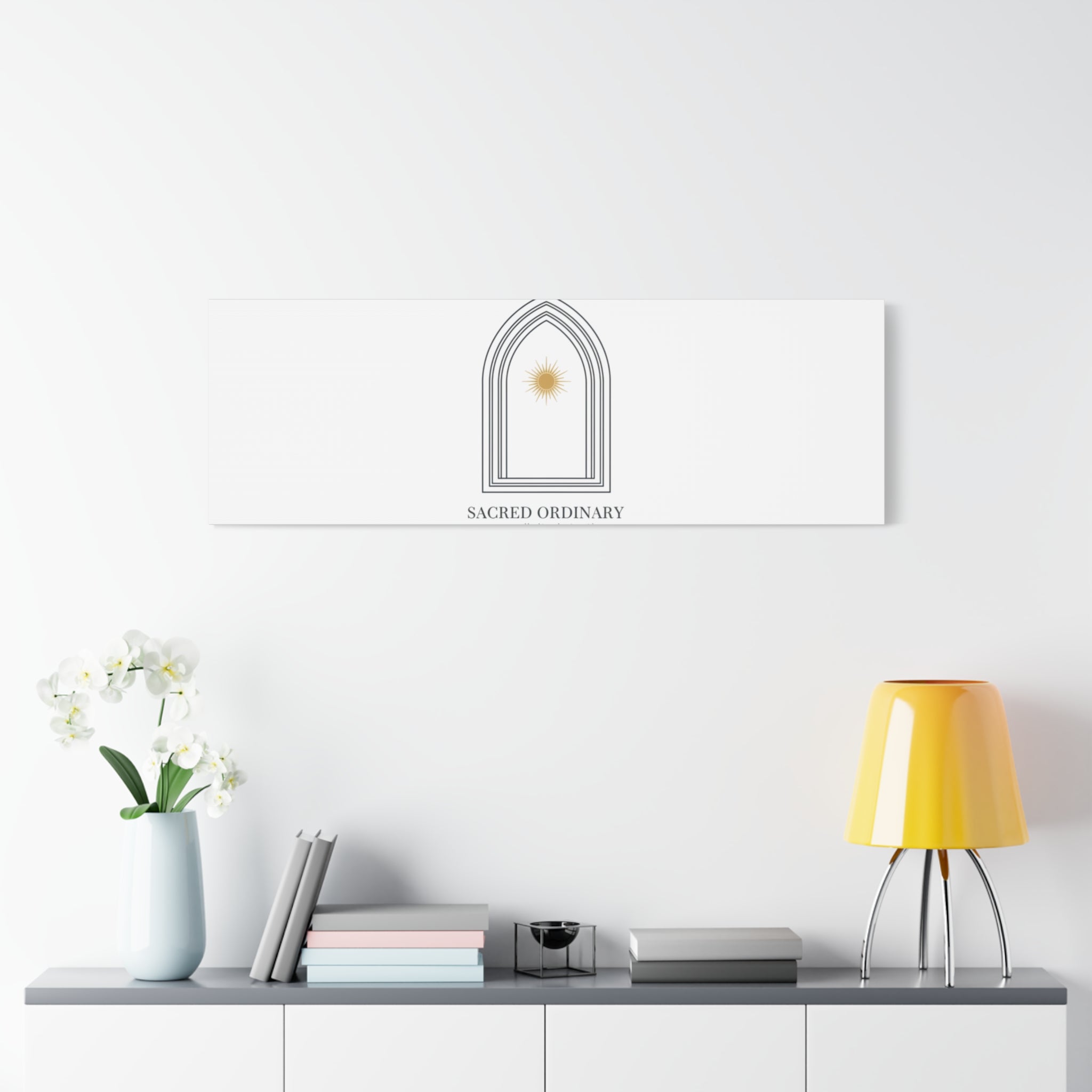 Sacred Ordinary Gothic Arch Canvas | Minimal Scripture Art, Quiet Luxury