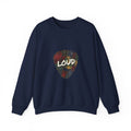 Loud Plaid Guitar Pick Crewneck Sweatshirt | Grunge Revival, 90s Flannel Aesthetic Navy