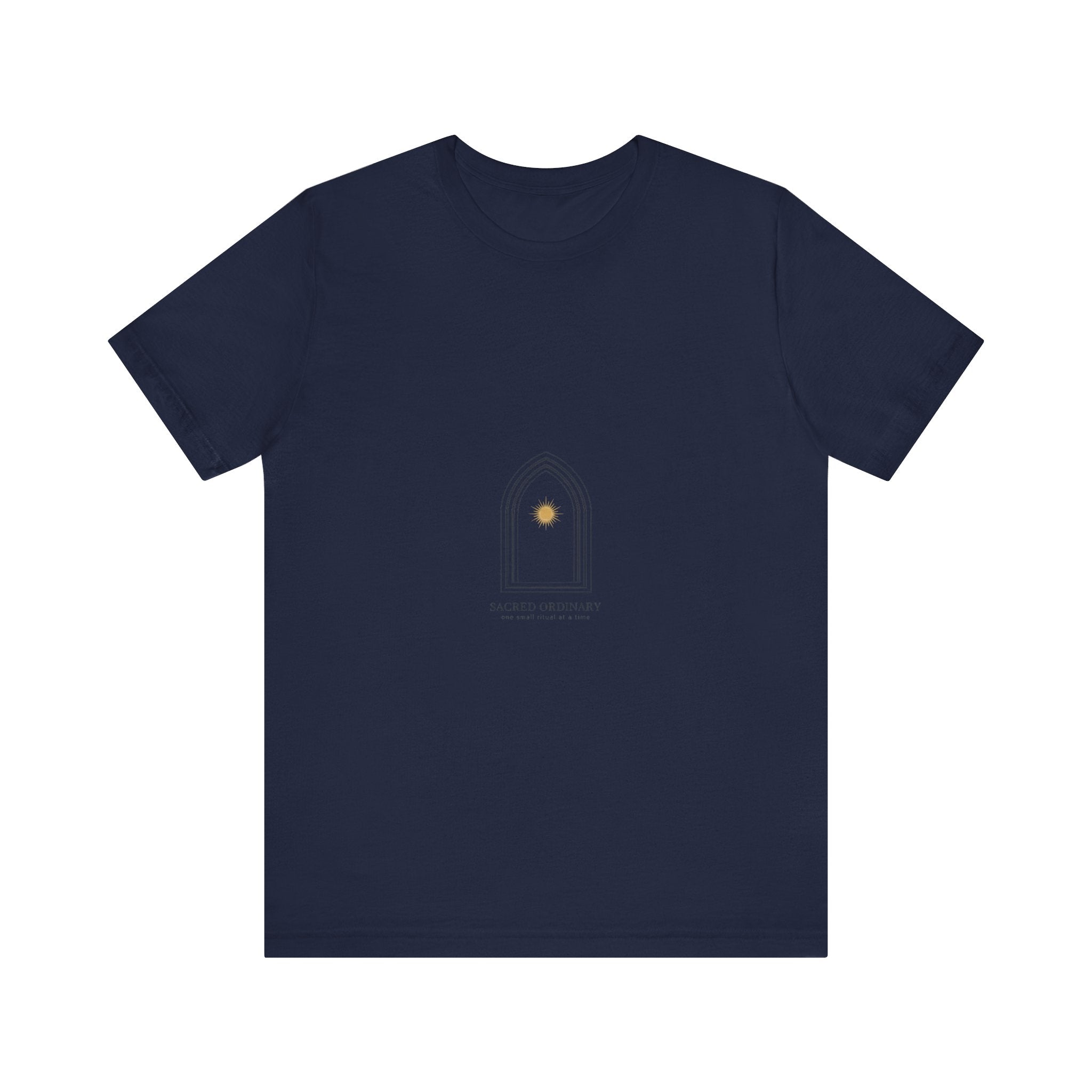 Gothic Arch Minimal Tee | Monastic Minimalism, serene typography Navy