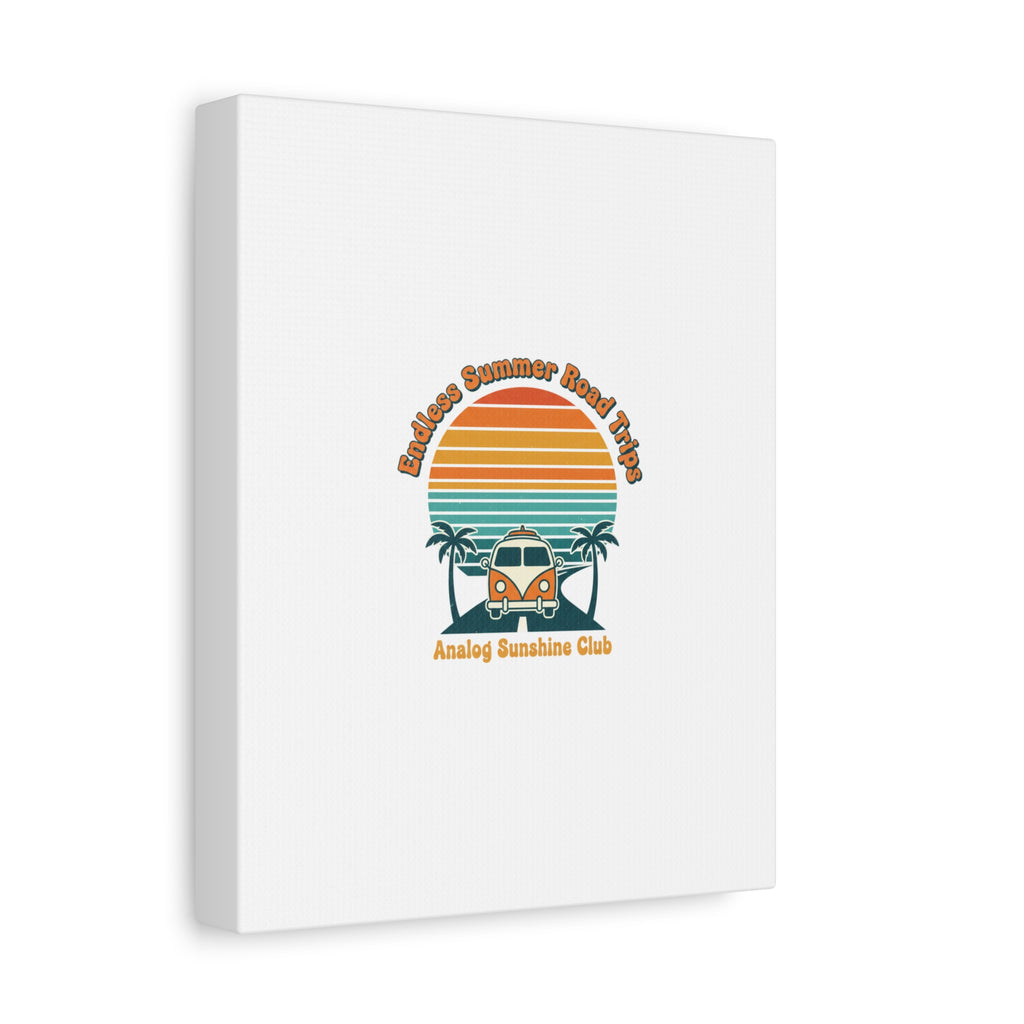 Endless Summer Road Trips Canvas | 1970s Sunset, Retro Surf Palm Art 36" x 36" 1.25"