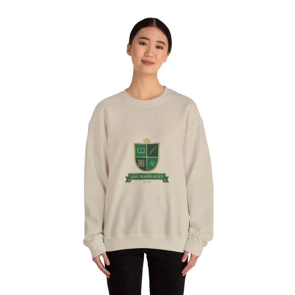 Celtic Crest Gaelic Library Sweatshirt | Irish Heritage Logo, Celtic Knot Navy