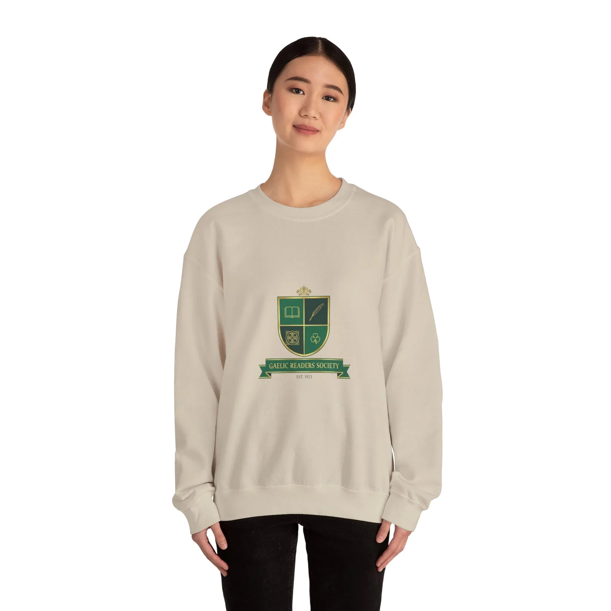 Celtic Crest Gaelic Library Sweatshirt | Irish Heritage Logo, Celtic Knot Navy
