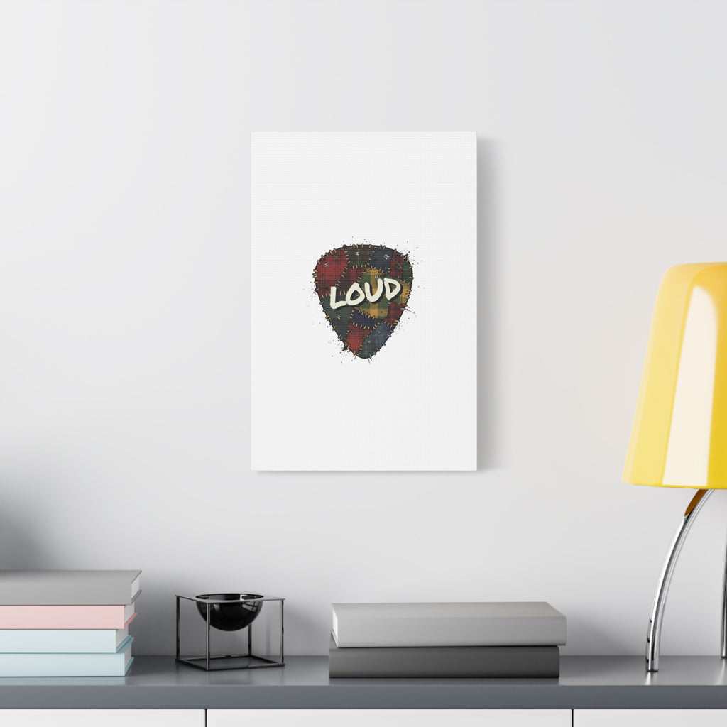Plaid Patchwork Guitar Pick Canvas, Grunge Revival, 90s Rock Plaid Aesthetic 36" x 36" 1.25"