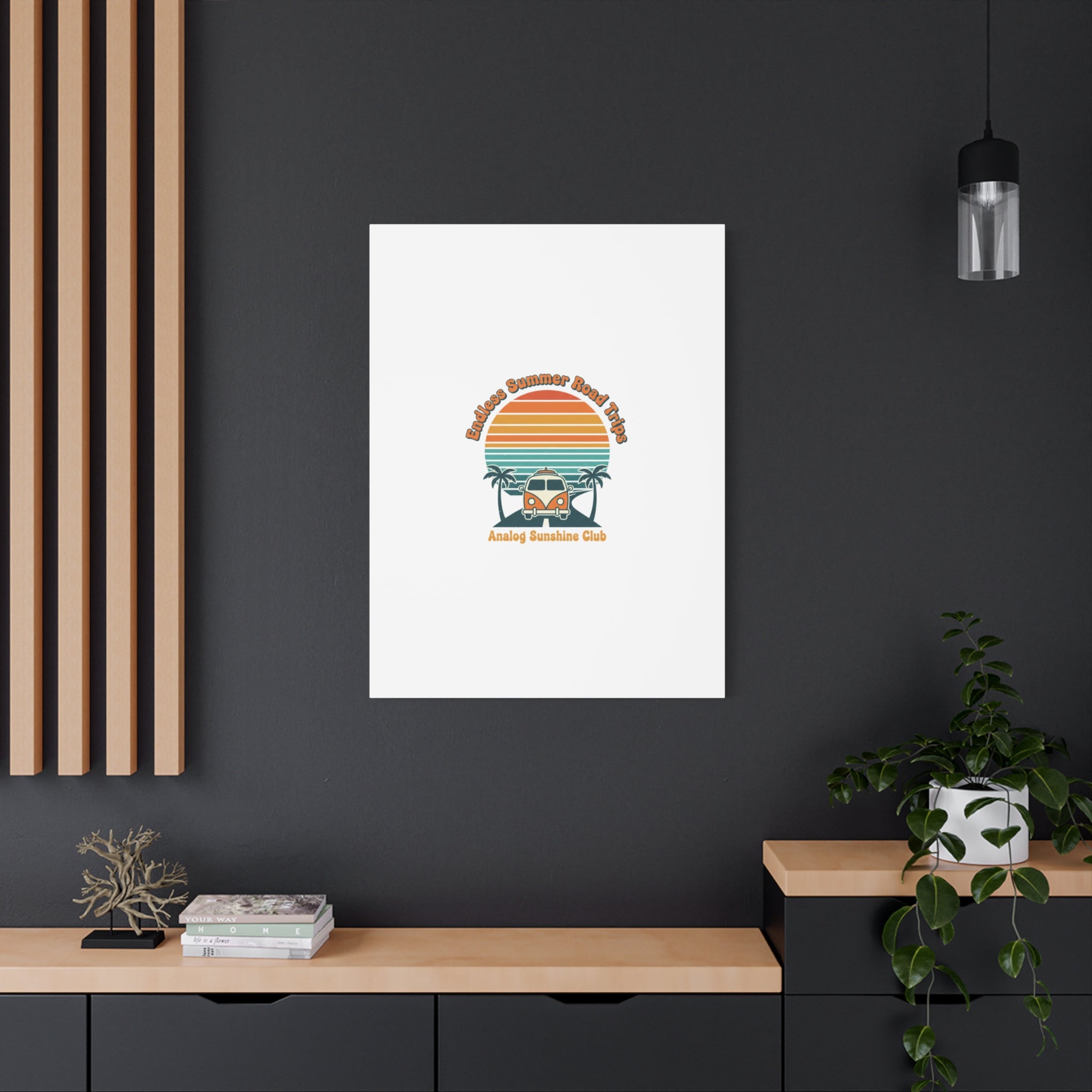 Endless Summer Road Trips Canvas | 1970s Sunset, Retro Surf Palm Art 36" x 36" 1.25"