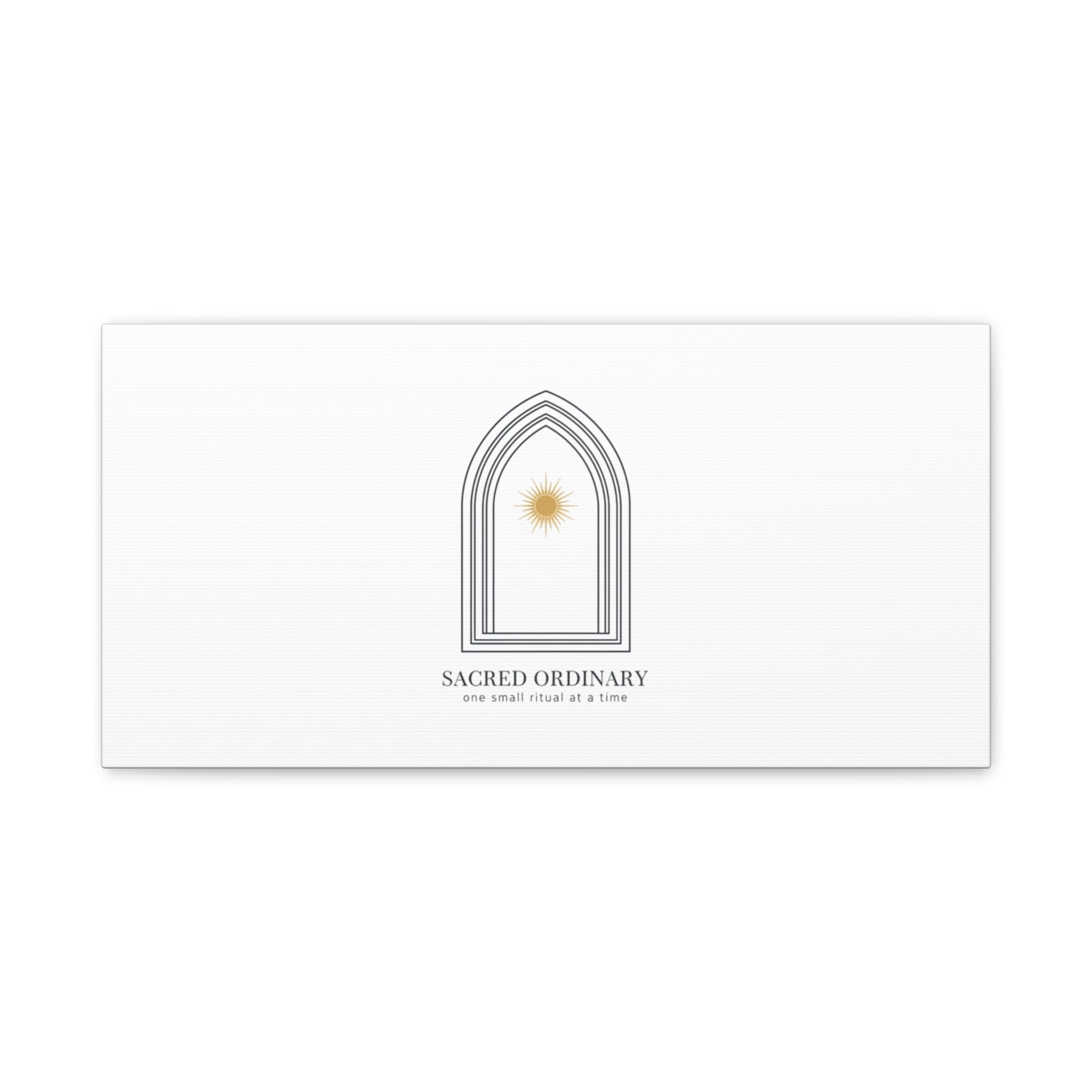Sacred Ordinary Gothic Arch Canvas | Minimal Scripture Art, Quiet Luxury 20" x 10" (Horizontal) 1.25"