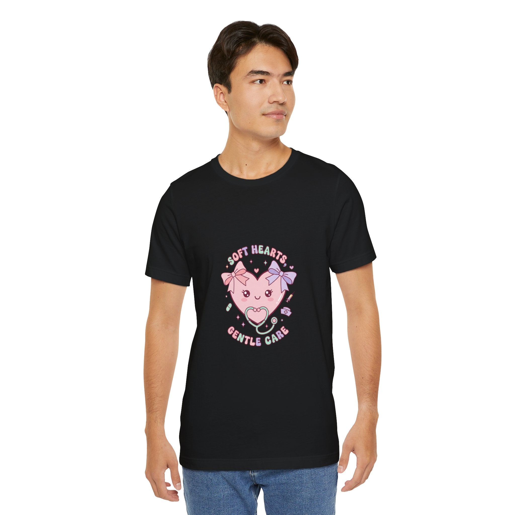Kawaii Nurse Heart Tee | pastel healthcare design, coquette medical shirt Navy