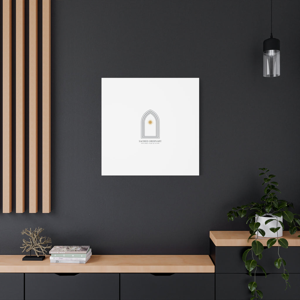 Sacred Ordinary Gothic Arch Canvas | Minimal Scripture Art, Quiet Luxury