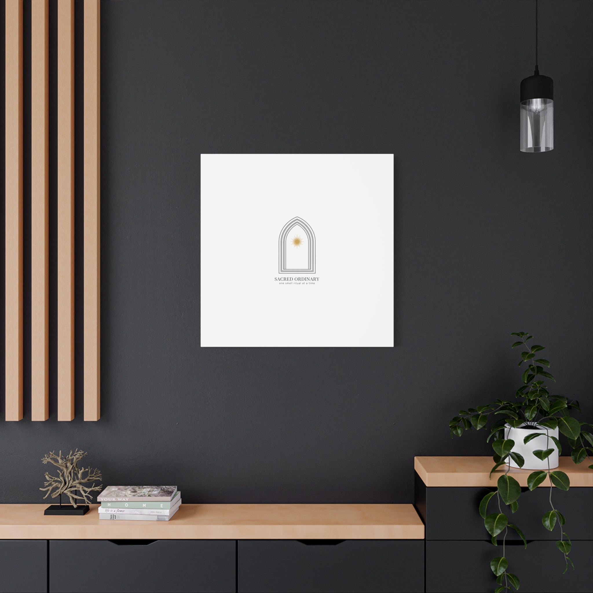 Sacred Ordinary Gothic Arch Canvas | Minimal Scripture Art, Quiet Luxury