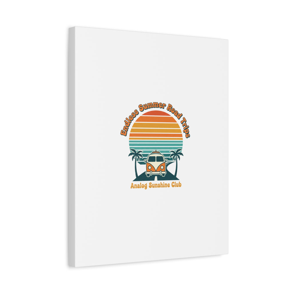 Endless Summer Road Trips Canvas | 1970s Sunset, Retro Surf Palm Art 36" x 36" 1.25"