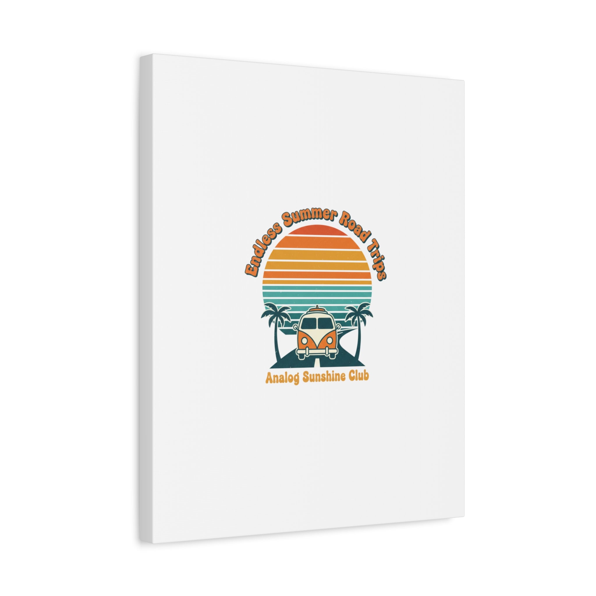 Endless Summer Road Trips Canvas | 1970s Sunset, Retro Surf Palm Art 36" x 36" 1.25"