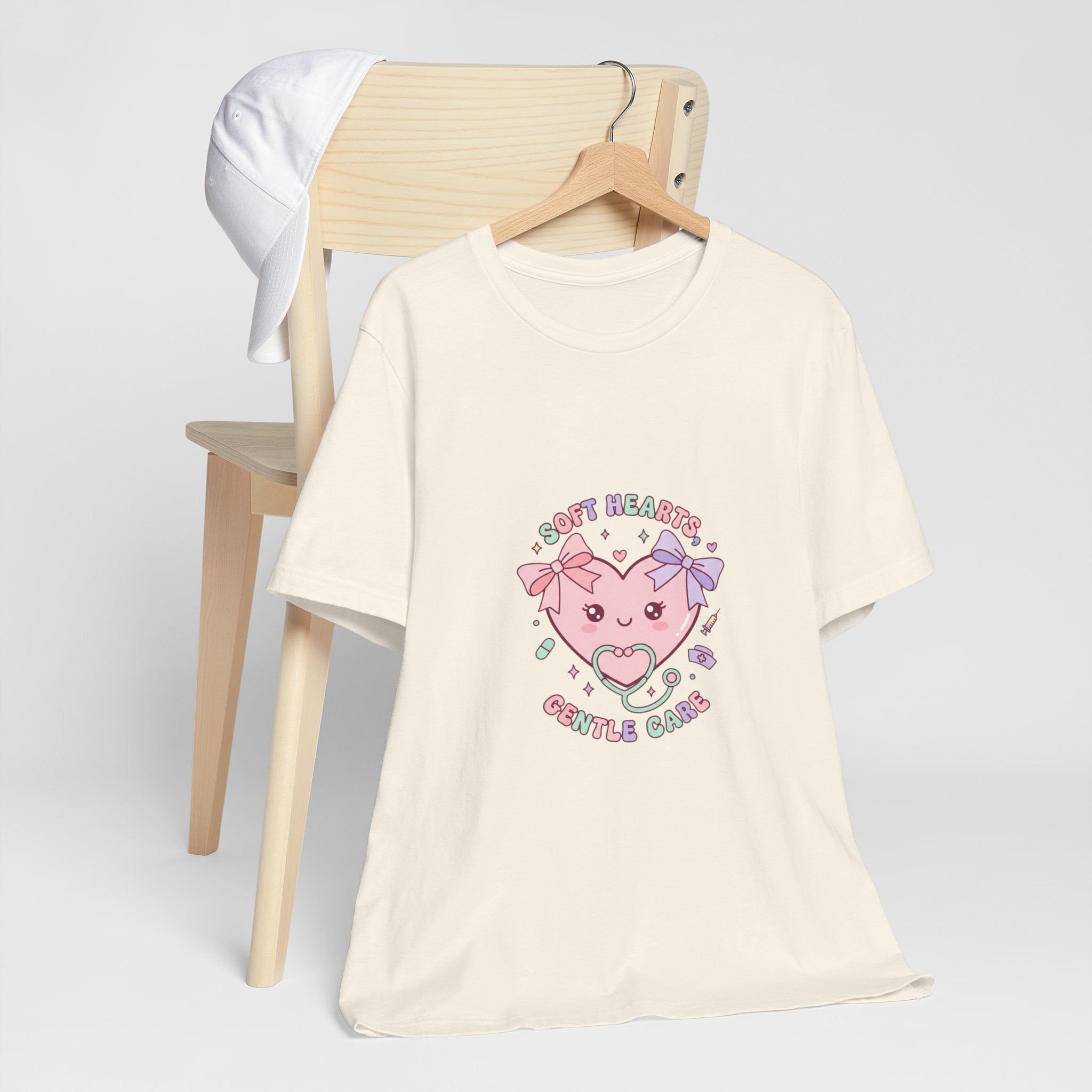Kawaii Nurse Heart Tee | pastel healthcare design, coquette medical shirt Navy