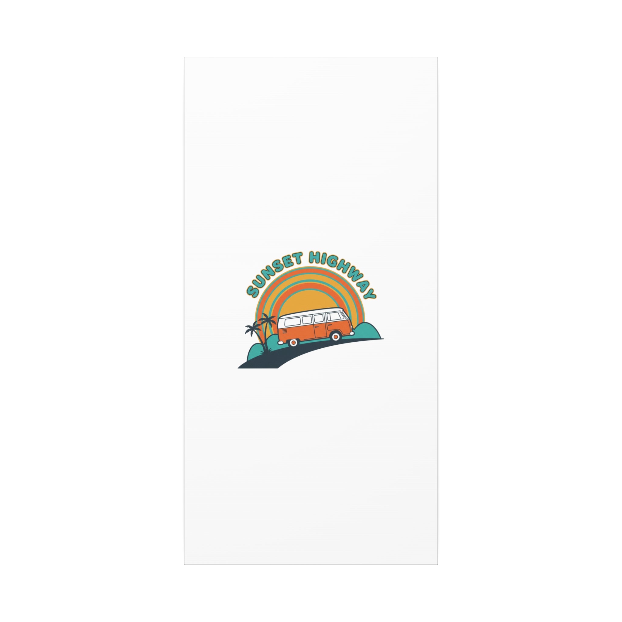 Sunset Highway Van Canvas | 1970s Retro Surf, Vintage Palm Poster 15" x 30" (Vertical) 1.25"