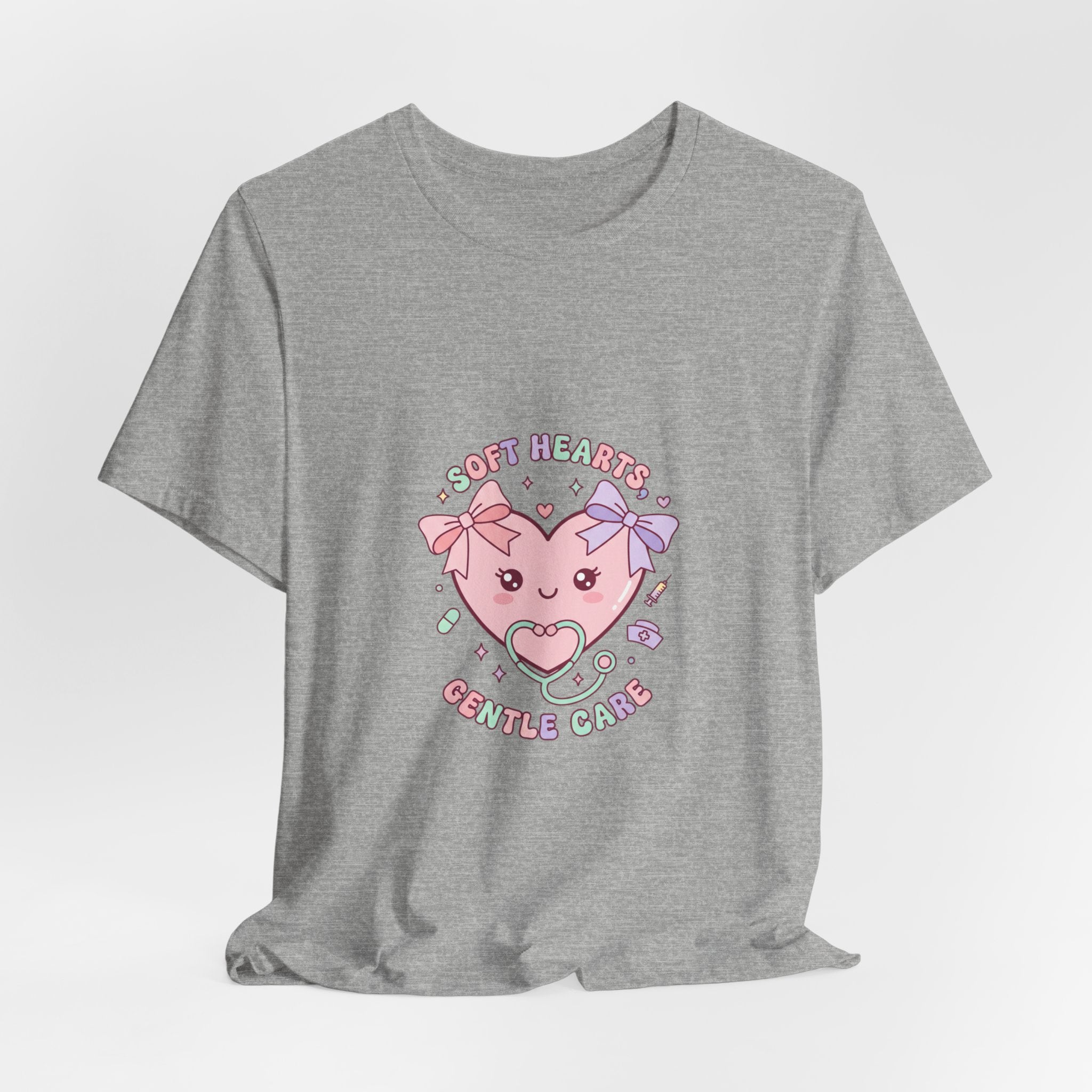 Kawaii Nurse Heart Tee | pastel healthcare design, coquette medical shirt Navy