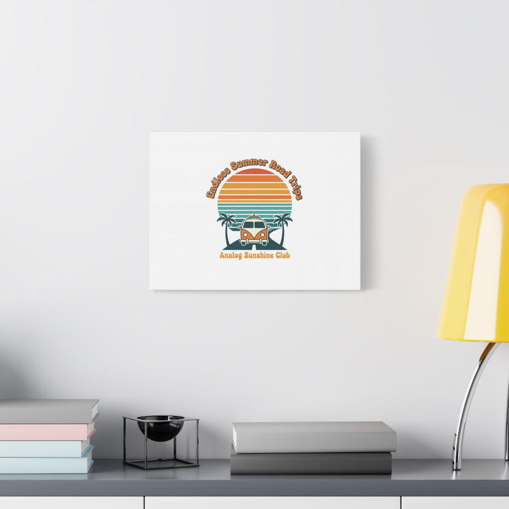 Endless Summer Road Trips Canvas | 1970s Sunset, Retro Surf Palm Art 36" x 36" 1.25"