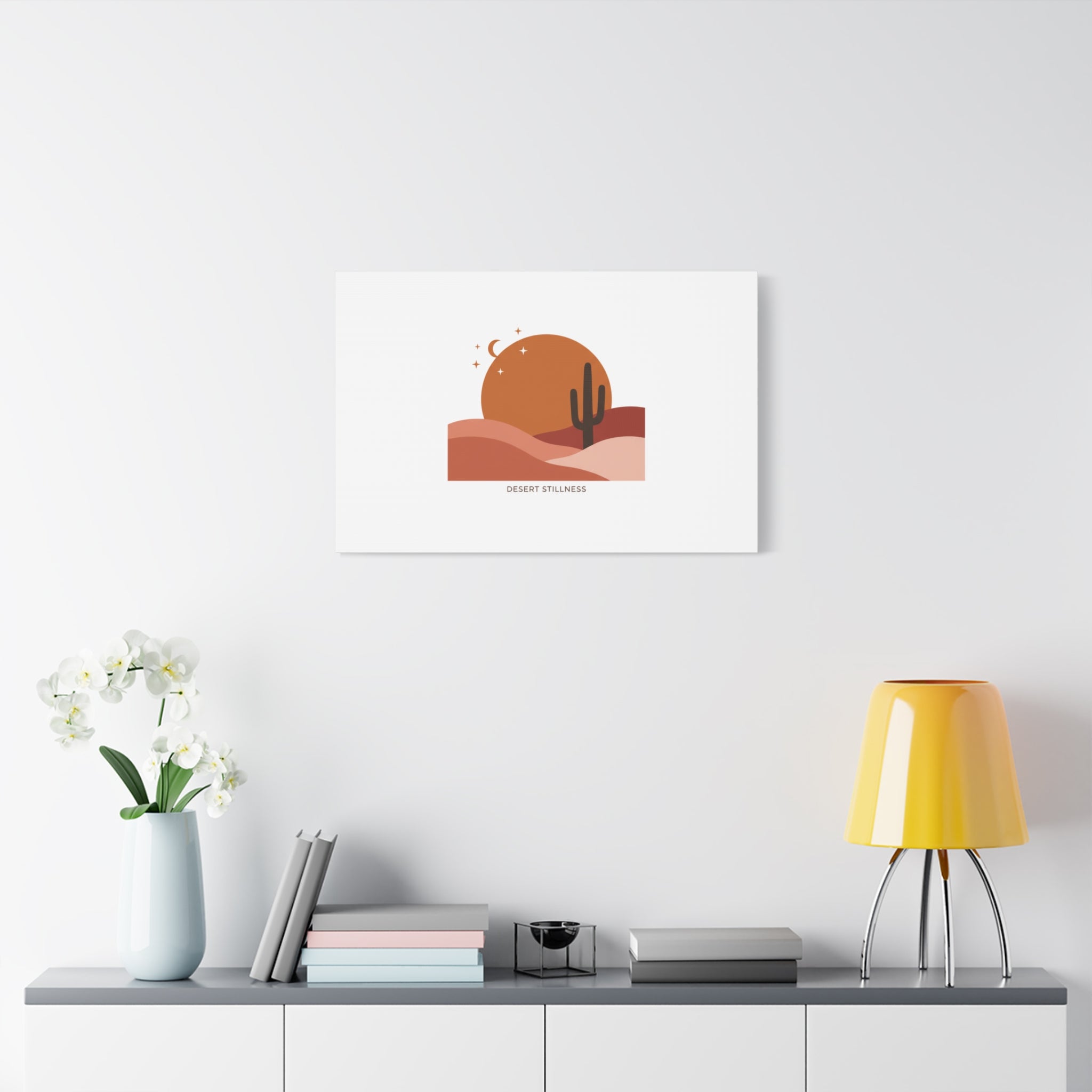 Desert Stillness Canvas, Desert Sunset Minimalist Mesa | Southwestern Art Print