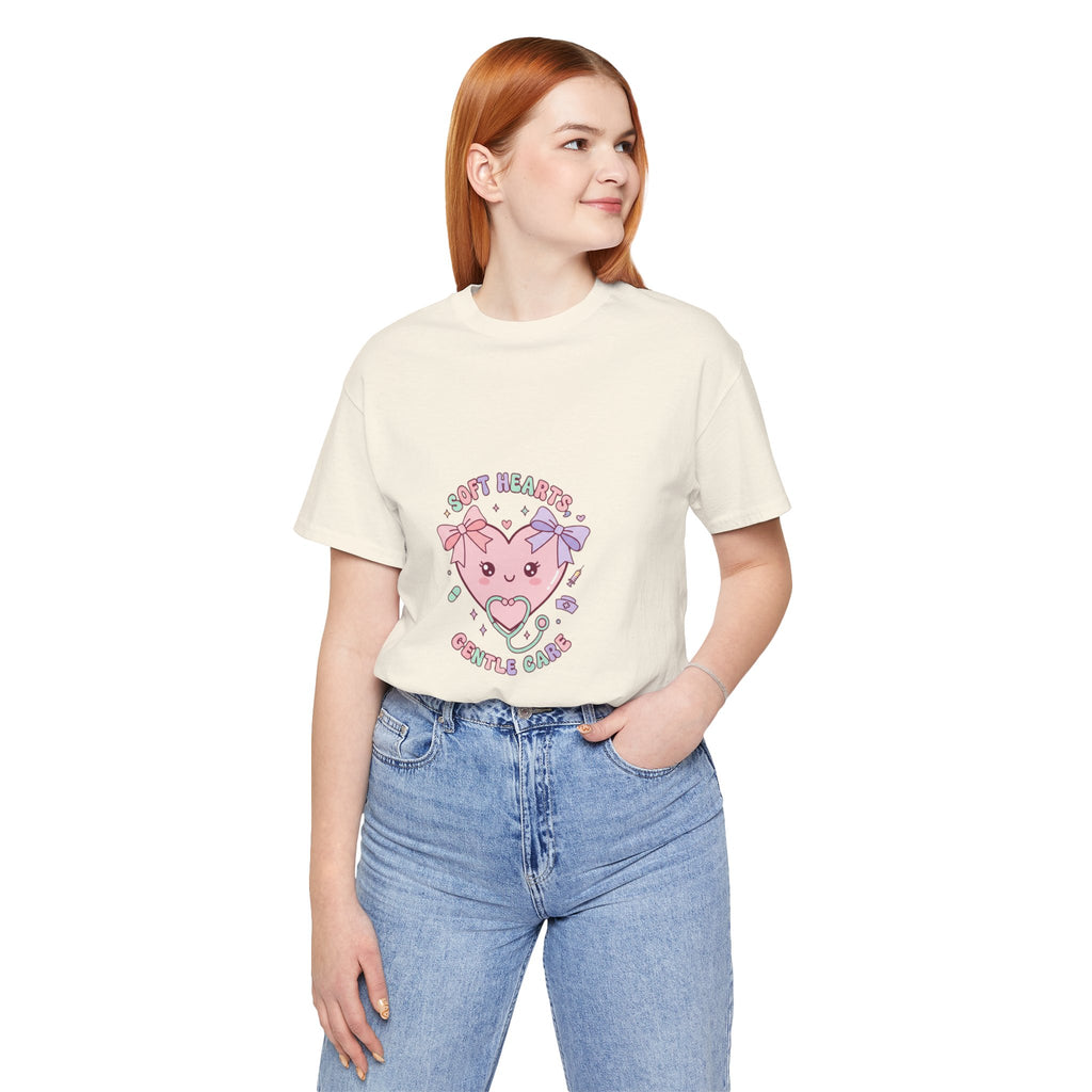 Kawaii Nurse Heart Tee | pastel healthcare design, coquette medical shirt Navy