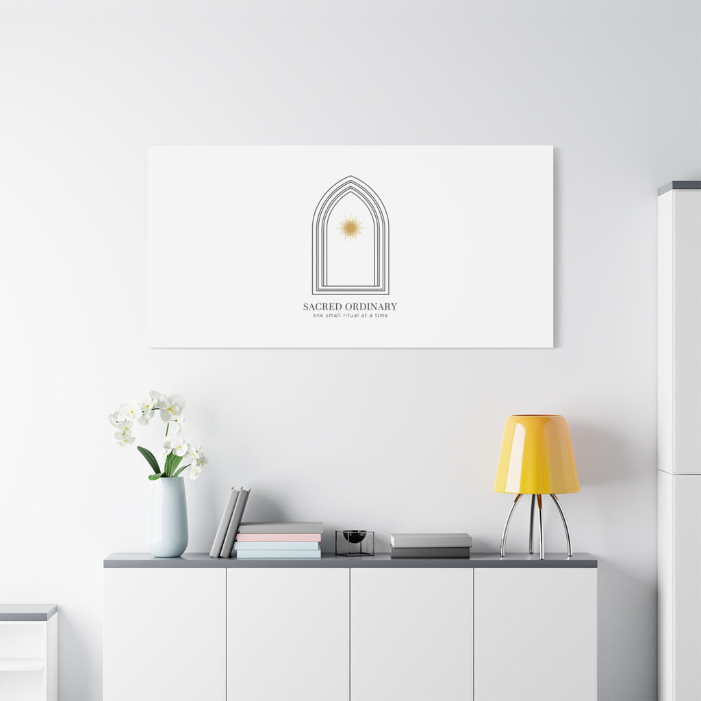 Sacred Ordinary Gothic Arch Canvas | Minimal Scripture Art, Quiet Luxury