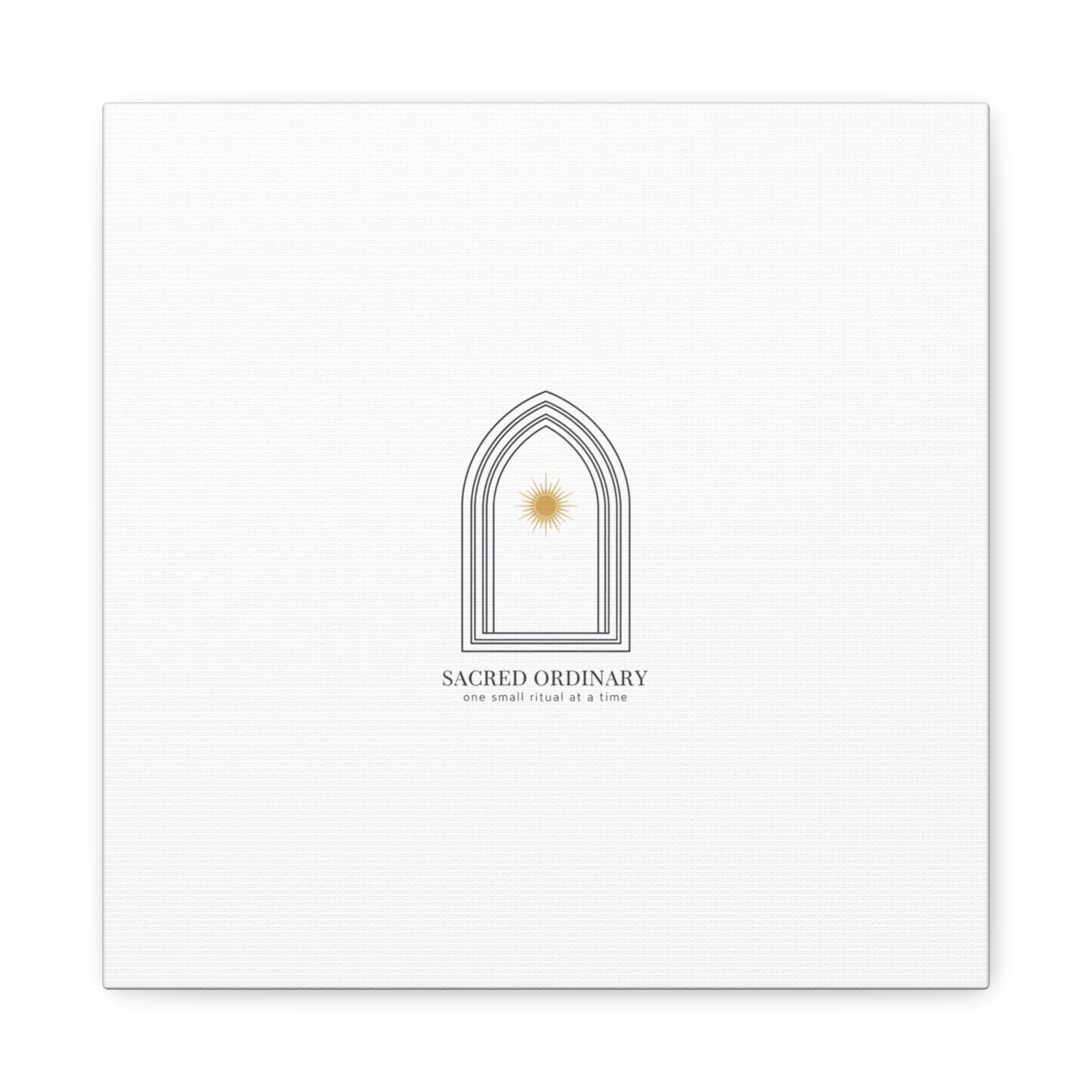 Sacred Ordinary Gothic Arch Canvas | Minimal Scripture Art, Quiet Luxury 12″ x 12″ 1.25"