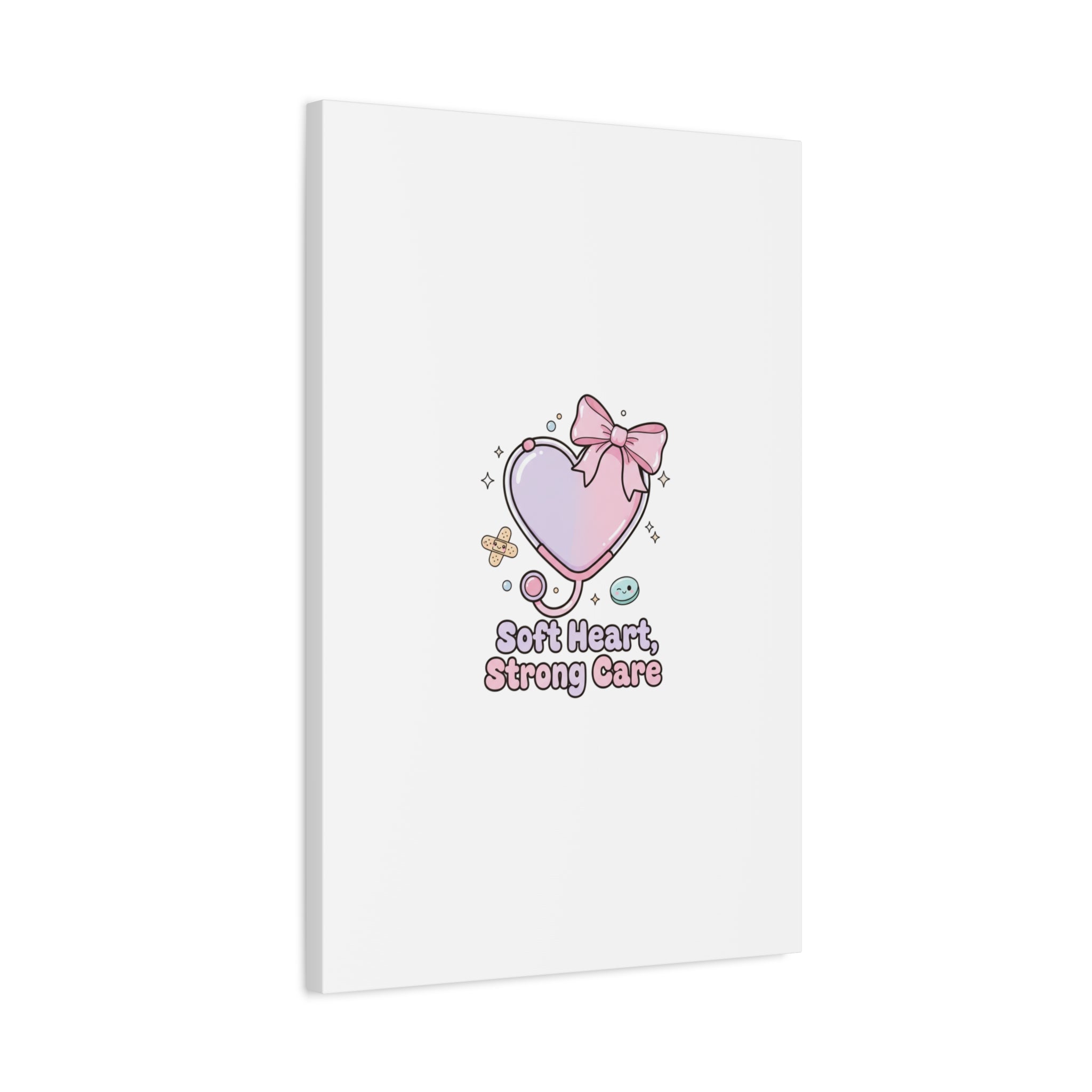 Soft Heart Strong Care Canvas, Pastel Cute Nurse Medical Art | Coquette Healthcare 36" x 36" 1.25"